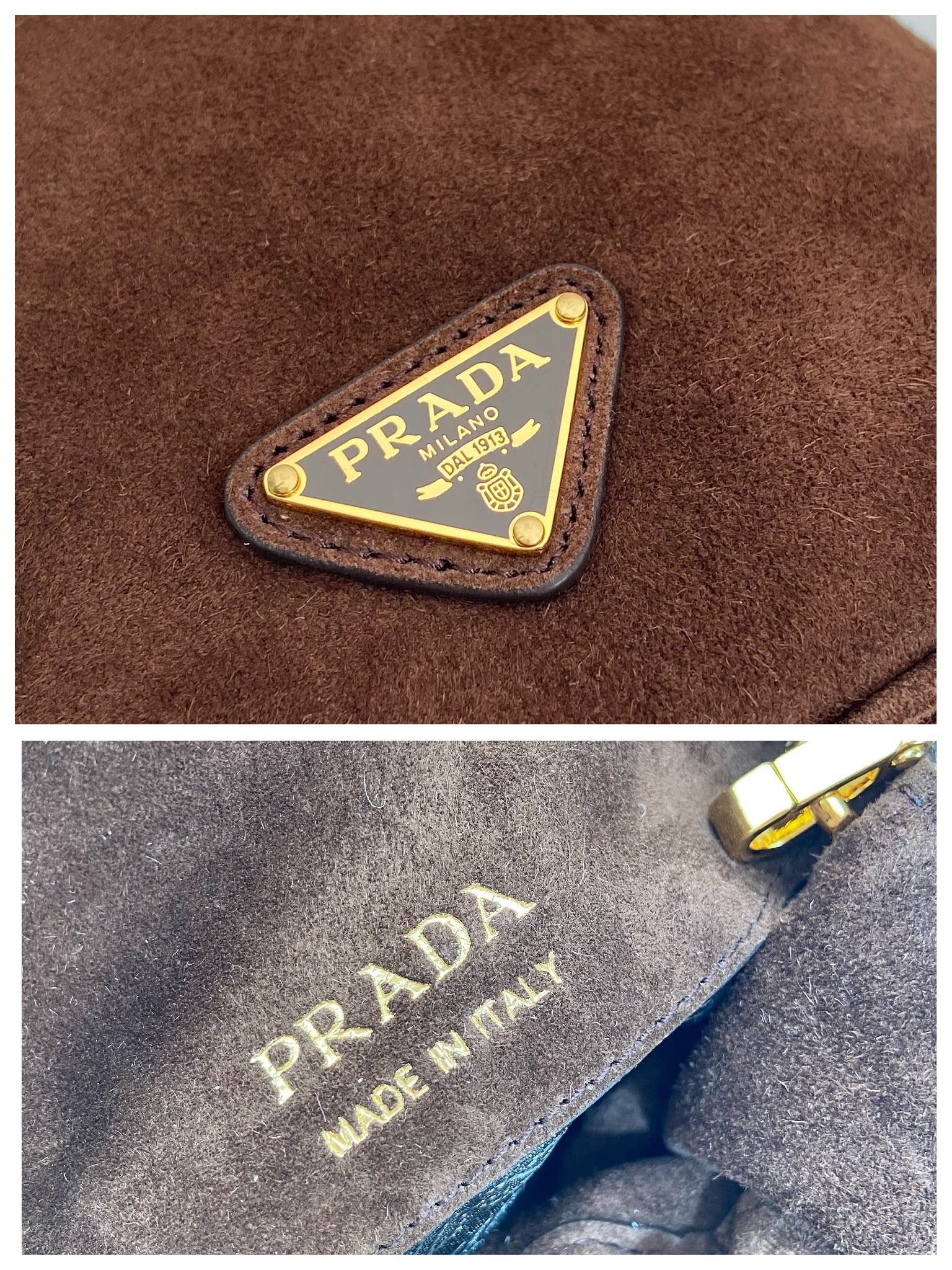 普拉达 PRADA 斜跨手提 水桶 女包  棕色麂皮 皮F0-1BC227_008_F0324_V_OOO