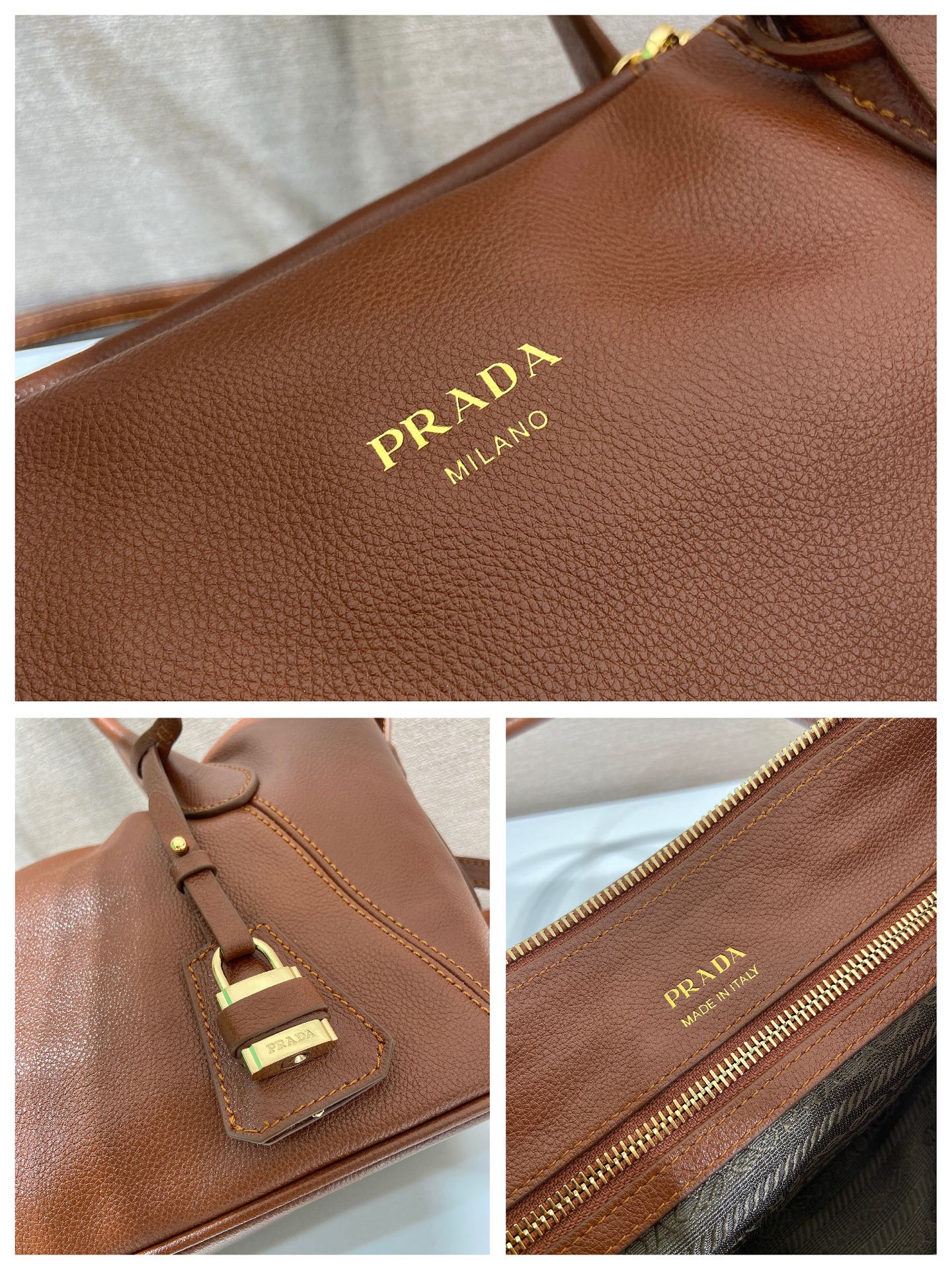 32CM 普拉达 PRADA Ouvert 斜跨手提 tote 女包 棕色 皮H0-1BG661_2HF2_F0042_V_OOO