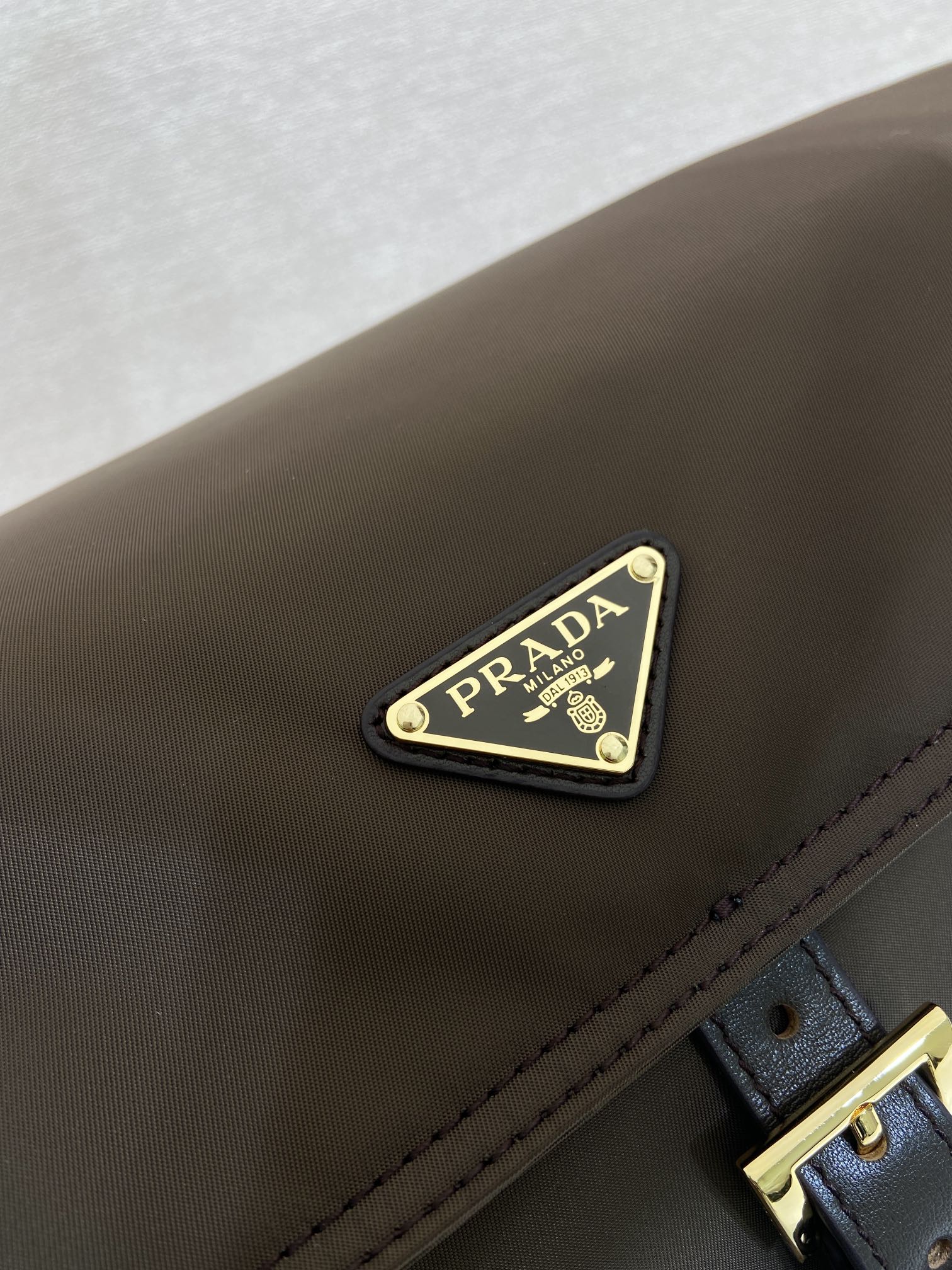 37CM 普拉达 PRADA Explore Re-Nyloni 邮差斜跨手提 女包 棕色尼龙  H0-1BD391_2DX8_F0038