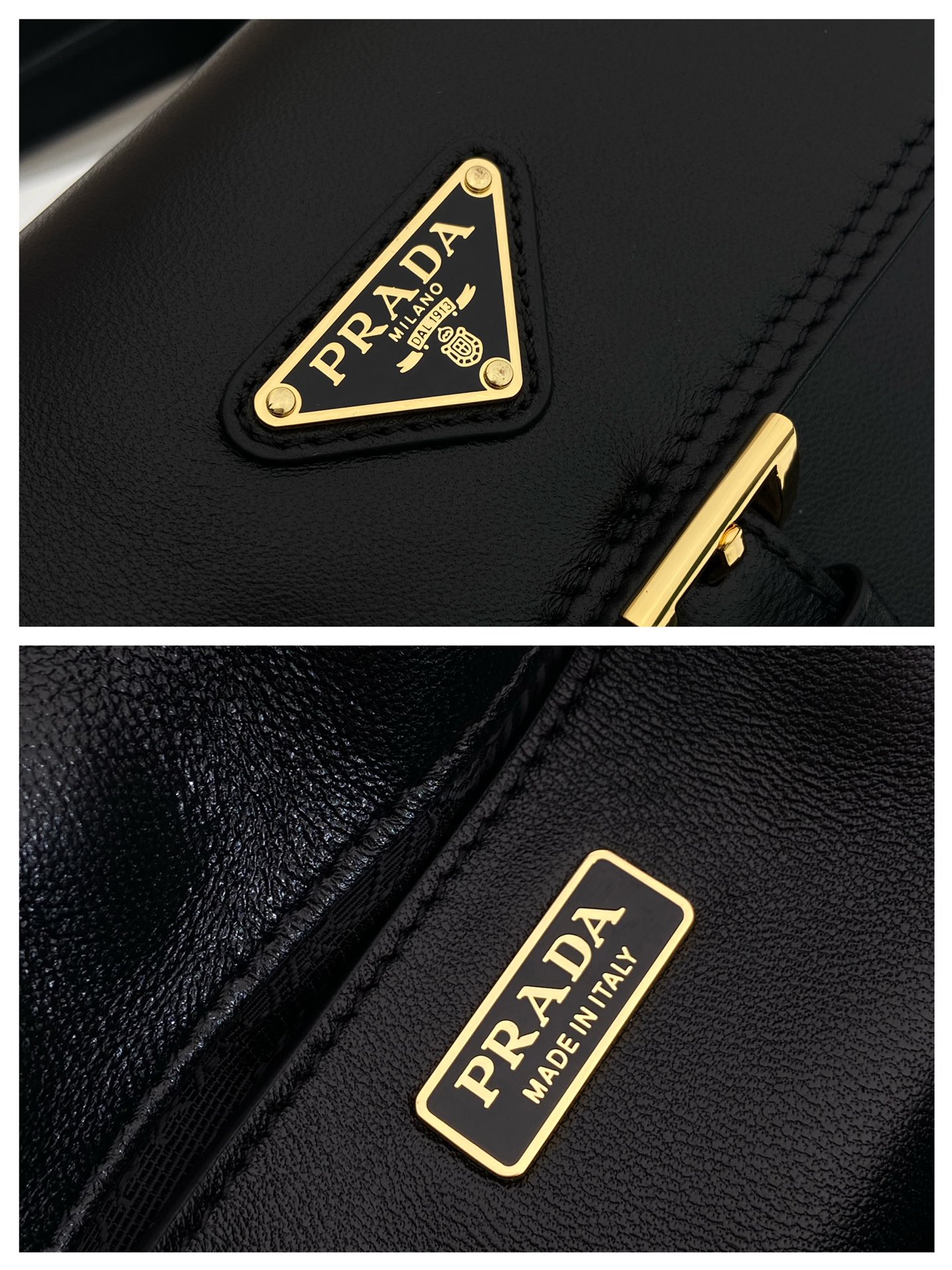 30CM 普拉达 PRADA Re-Nyloni 邮差斜跨手提 女包 黑色 羊皮  F0-1BD394_2DX8_F0002
