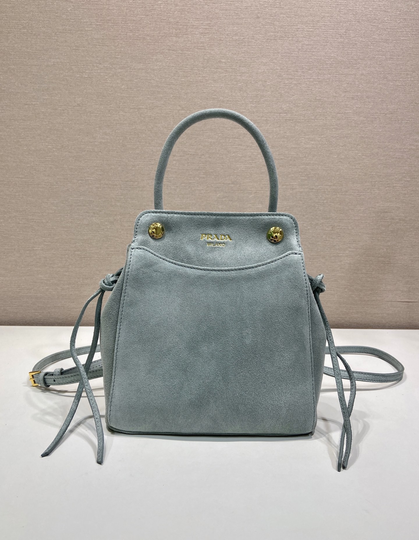 mini 普拉达 PRADA CarryI 斜跨手提 女包 蓝色 麂皮 H0-1BA496_2C4S_F0384