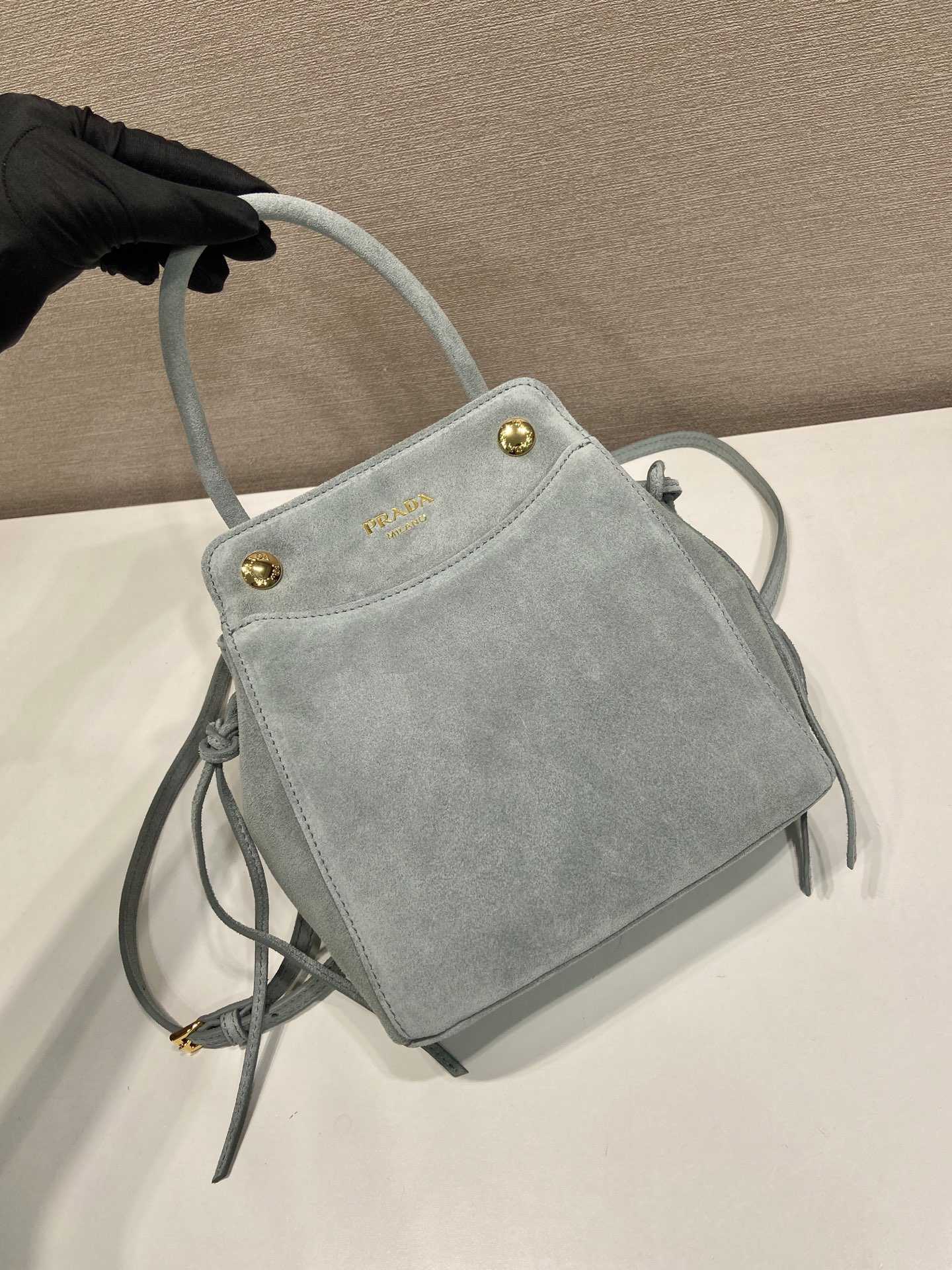 mini 普拉达 PRADA CarryI 斜跨手提 女包 蓝色 麂皮 H0-1BA496_2C4S_F0384