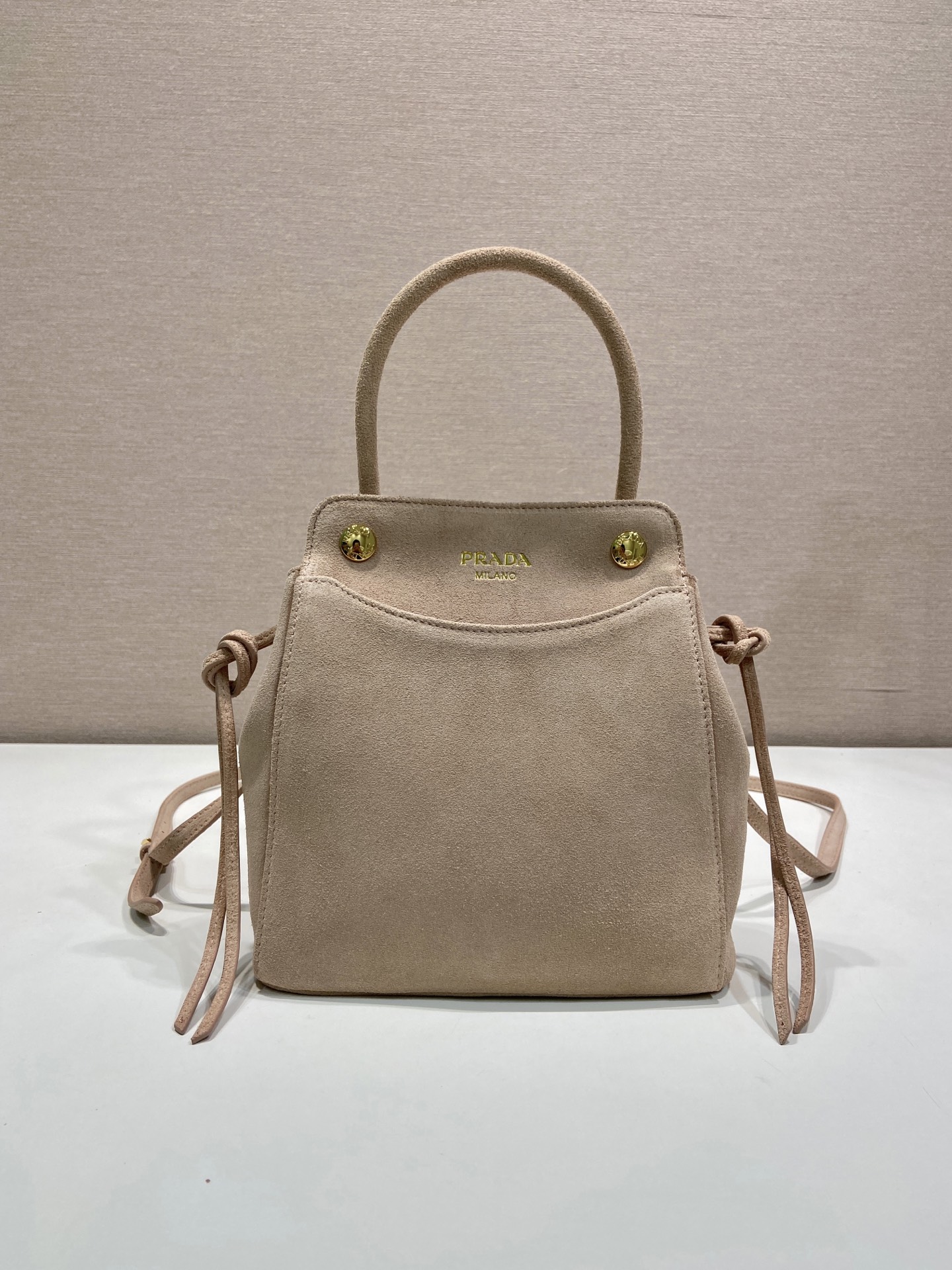 mini 普拉达 PRADA CarryI 斜跨手提 女包 睡莲色 麂皮 H0-1BA496_2C4S_F0NZ2