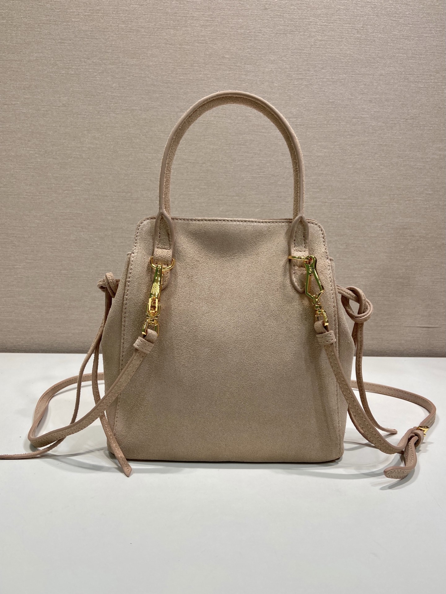 mini 普拉达 PRADA CarryI 斜跨手提 女包 睡莲色 麂皮 H0-1BA496_2C4S_F0NZ2