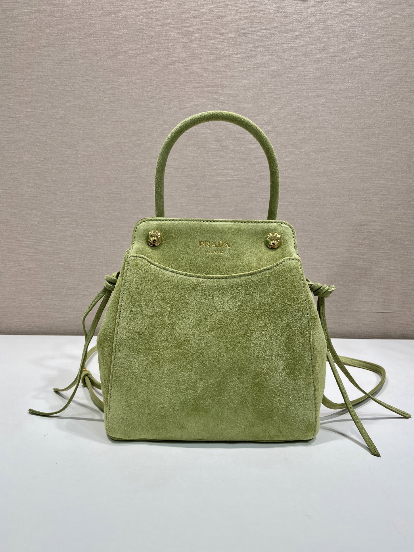mini 普拉达 PRADA CarryI 斜跨手提 女包 绿色 麂皮 H0-1BA496_2C4S_F0E1D