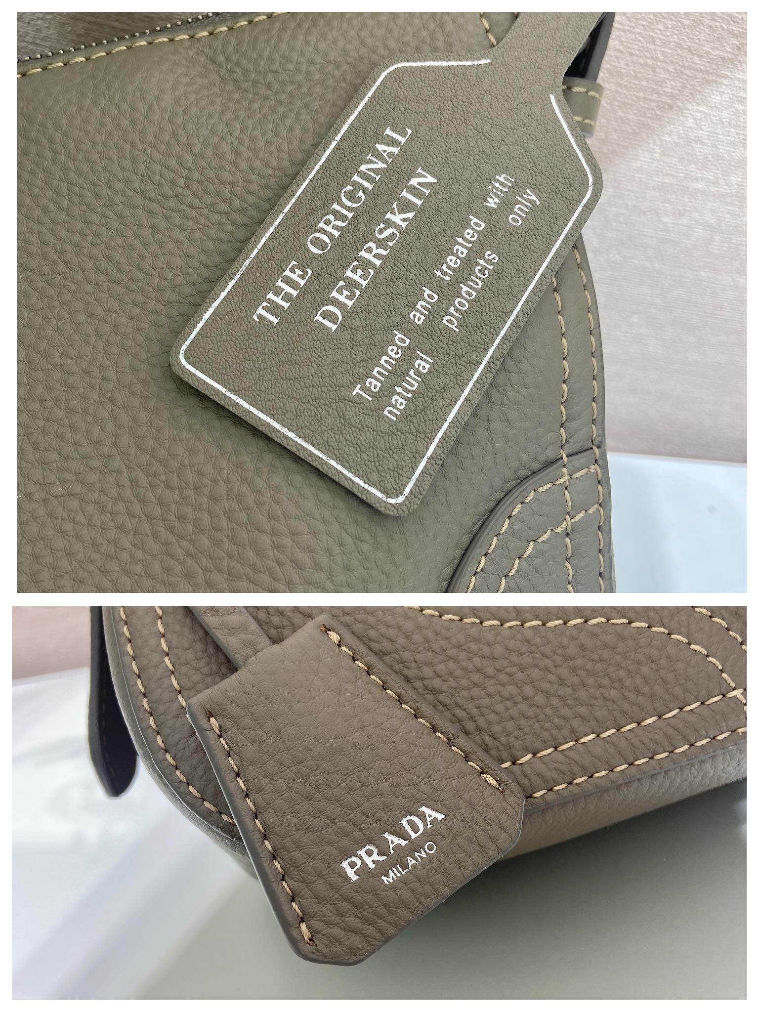 普拉达 PRADA Aimee 单肩手提 女包  黏土色 皮革 H0-1BC280_2HIK_F0572_V_OOO