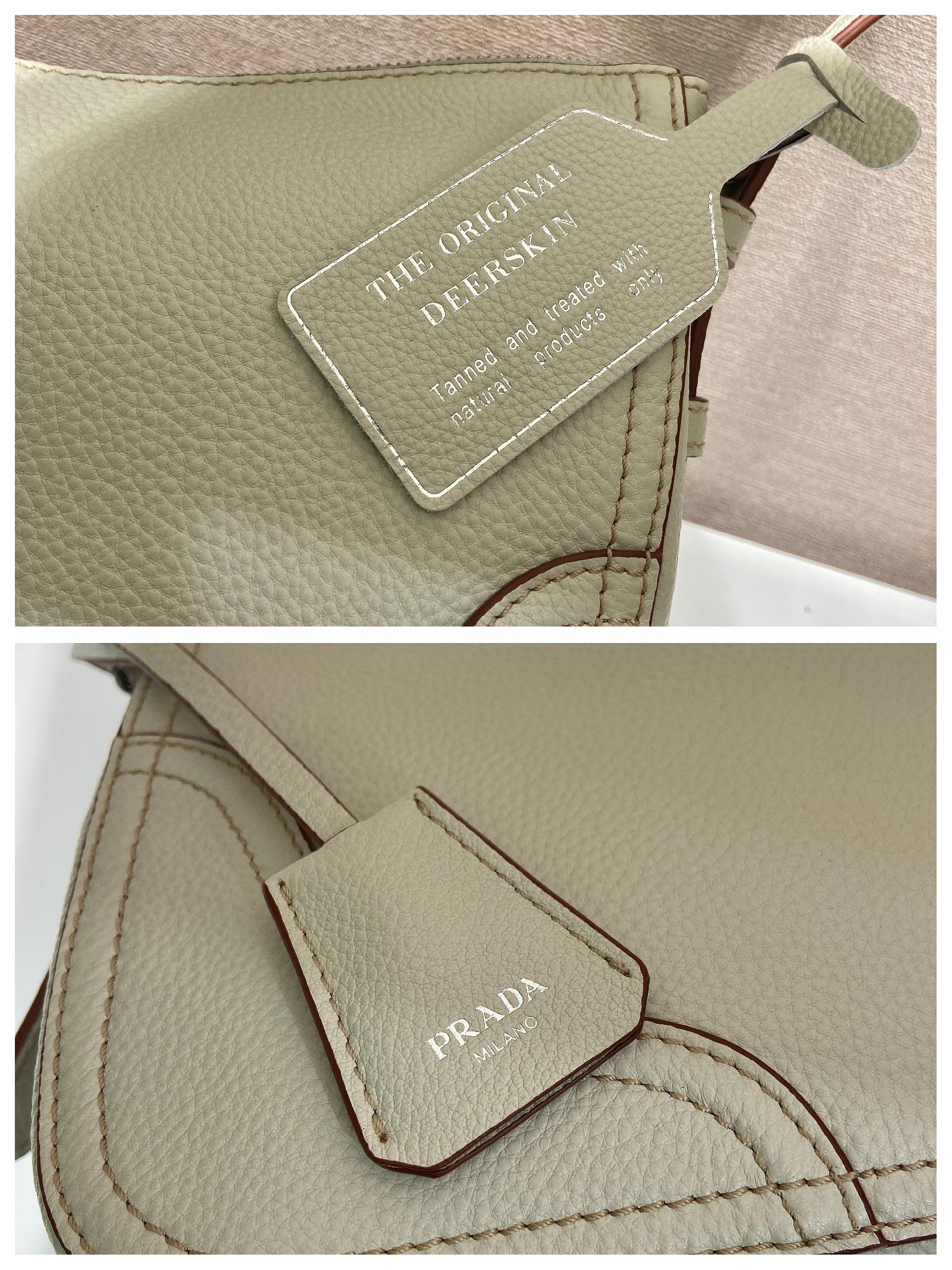 普拉达 PRADA Aimee 单肩手提 女包  米色 皮革 H0-1BC280_2HIK_F0K74_V_OOO
