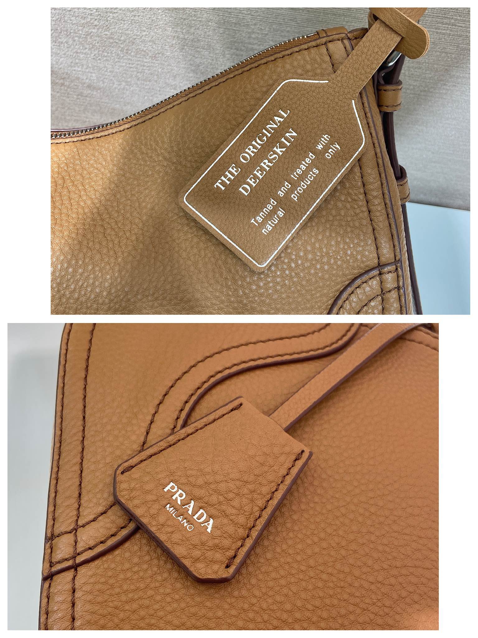 普拉达 PRADA Aimee 单肩手提 女包 焦糖色 皮革 H0-1BC280_2HIK_F098L_V_OOO