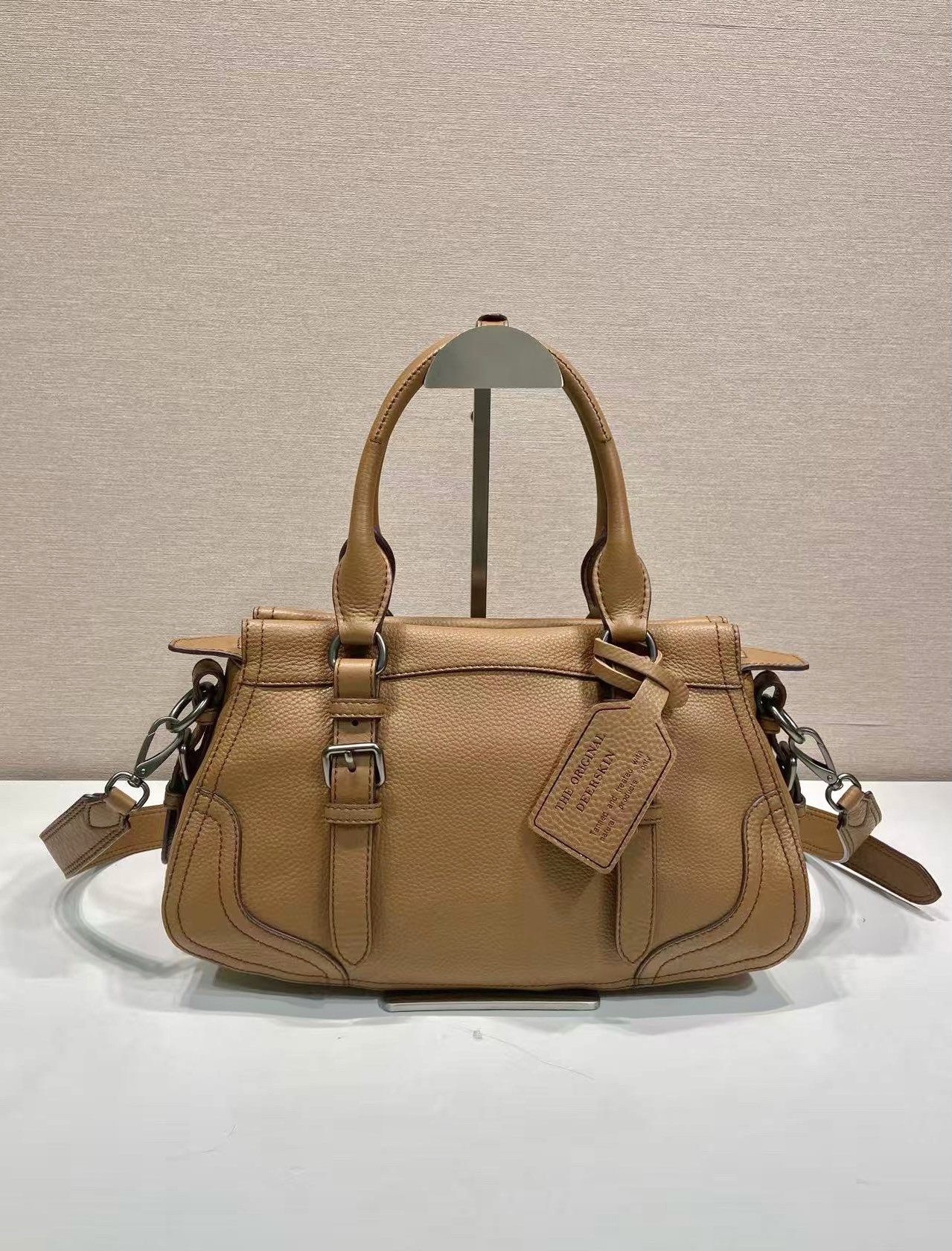 普拉达 PRADA Borsa  手提斜跨 女包  泥灰色 皮革 H0-1BG604_2HIK_F0572