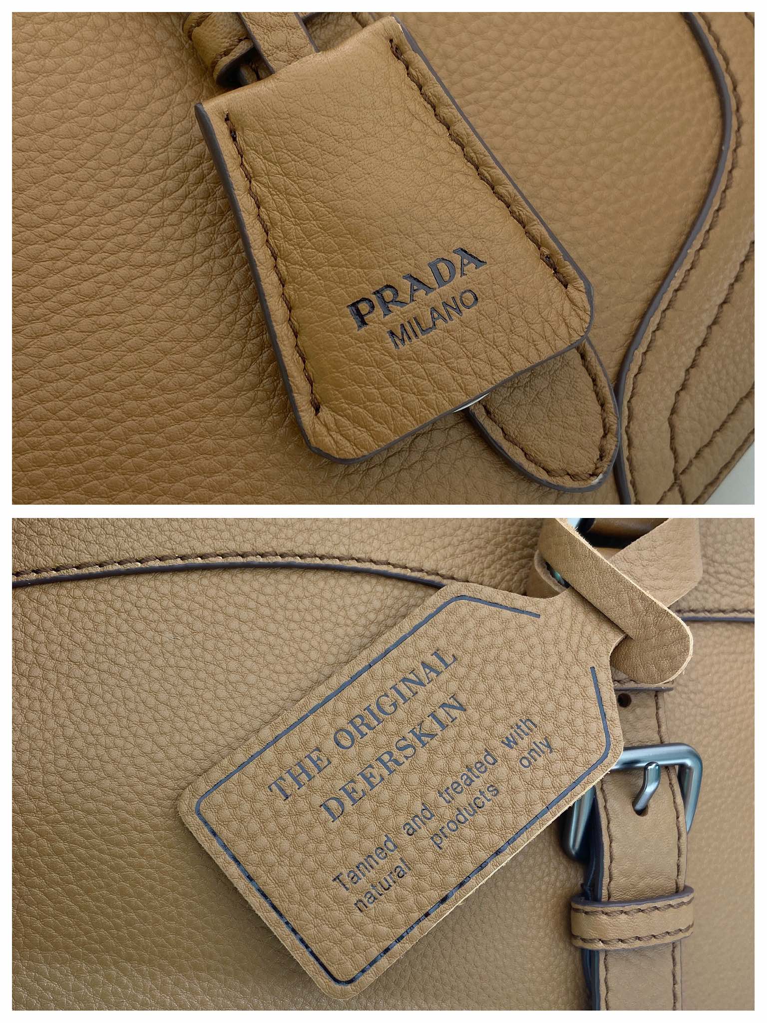 普拉达 PRADA Borsa  手提斜跨 女包  泥灰色 皮革 H0-1BG604_2HIK_F0572
