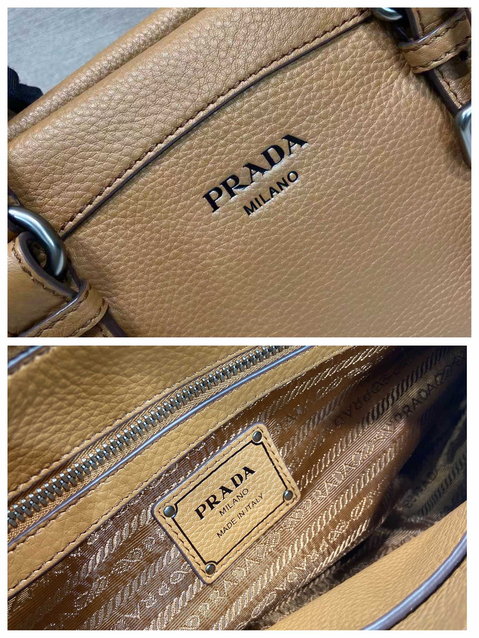 普拉达 PRADA Borsa  手提斜跨 女包  泥灰色 皮革 H0-1BG604_2HIK_F0572