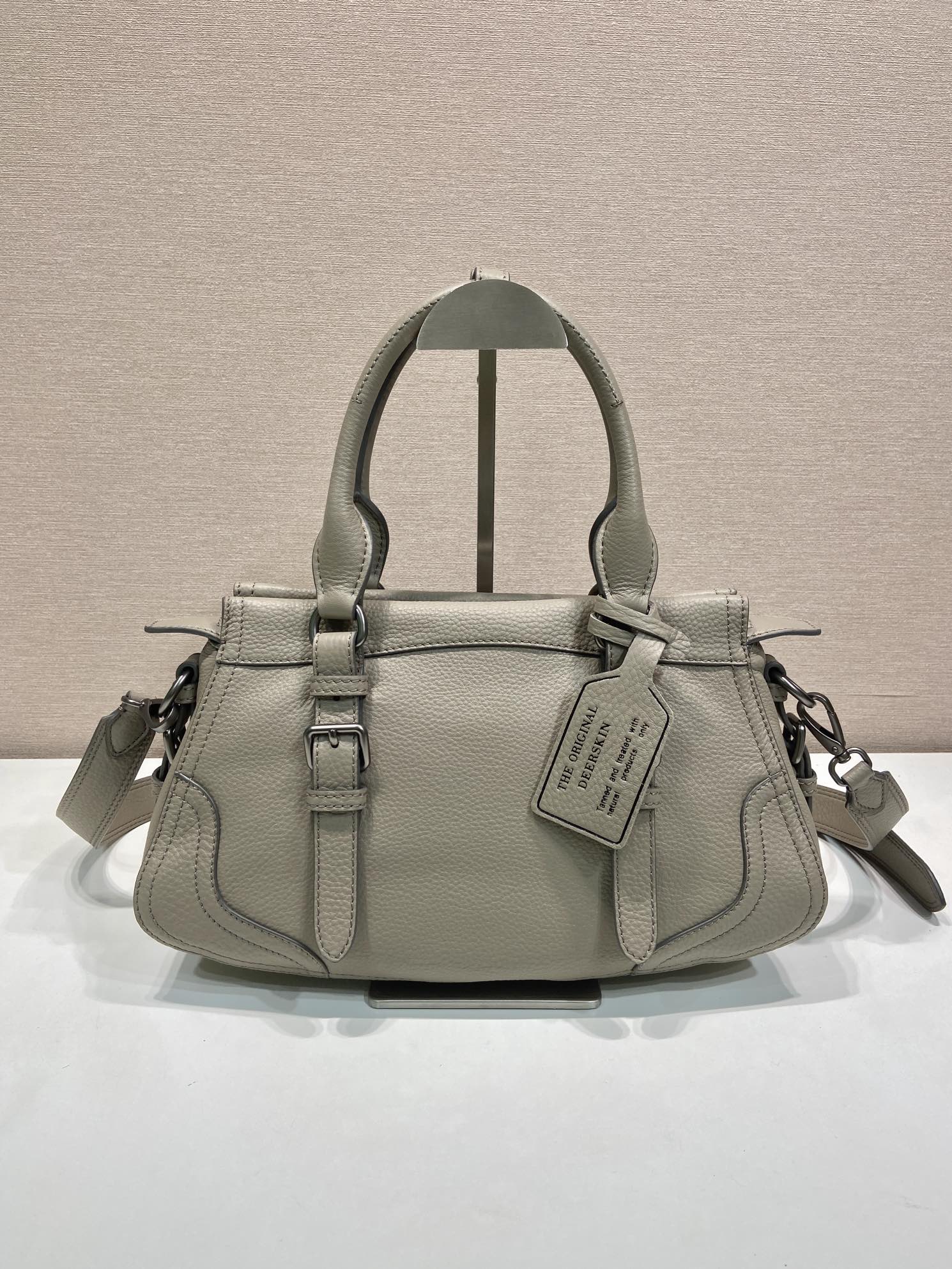普拉达 PRADA Borsa  手提斜跨 女包  泥灰色 皮革 H0-1BG604_2HIK_F0572