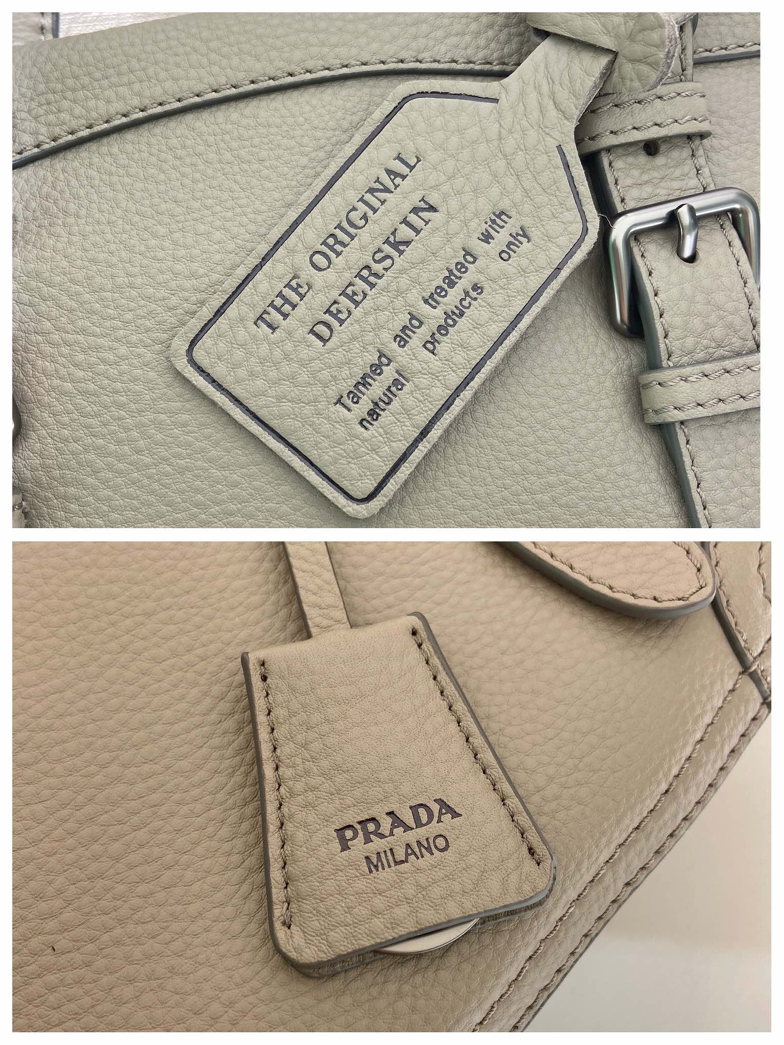 普拉达 PRADA Borsa  手提斜跨 女包  泥灰色 皮革 H0-1BG604_2HIK_F0572