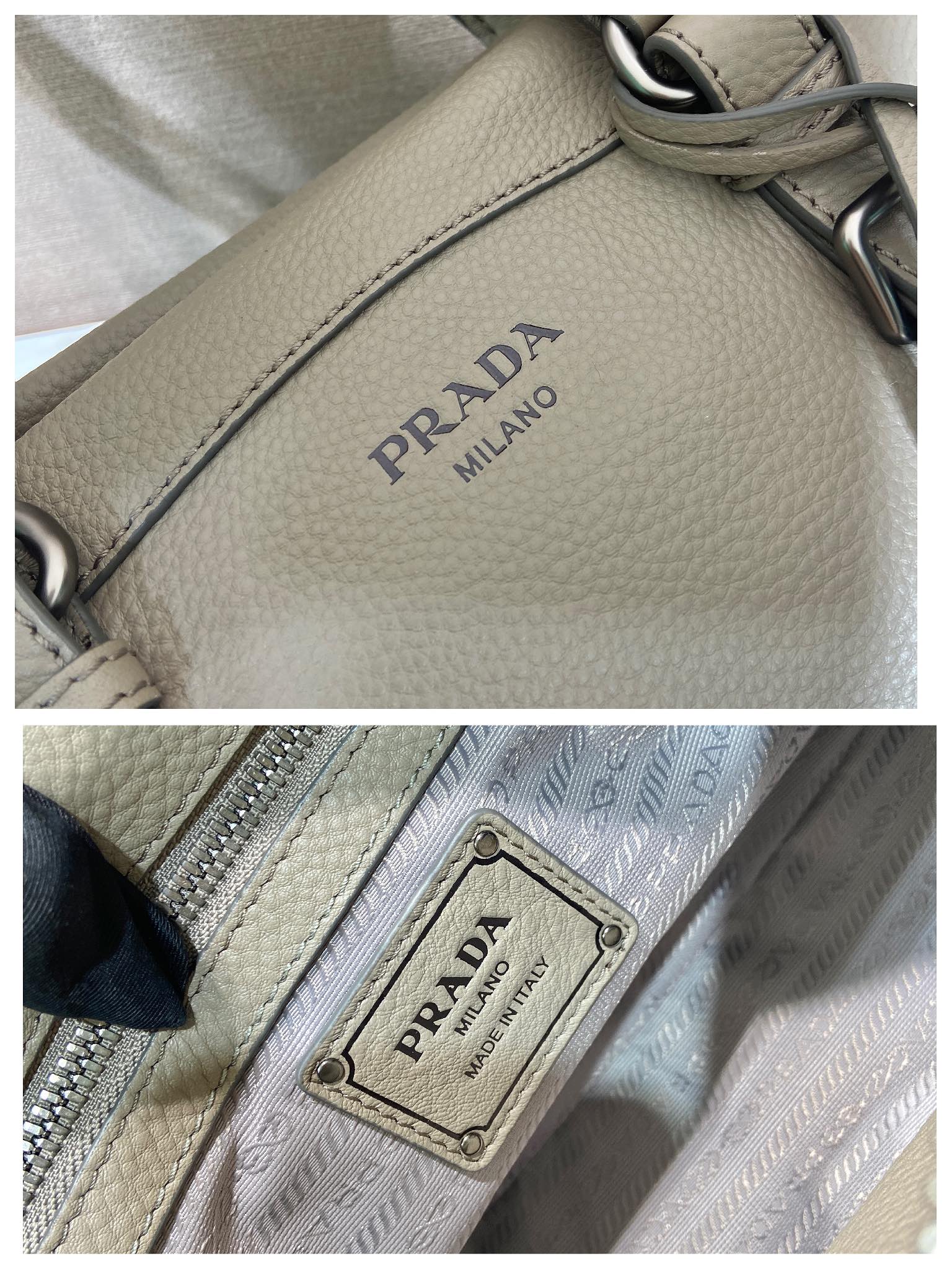 普拉达 PRADA Borsa  手提斜跨 女包  泥灰色 皮革 H0-1BG604_2HIK_F0572
