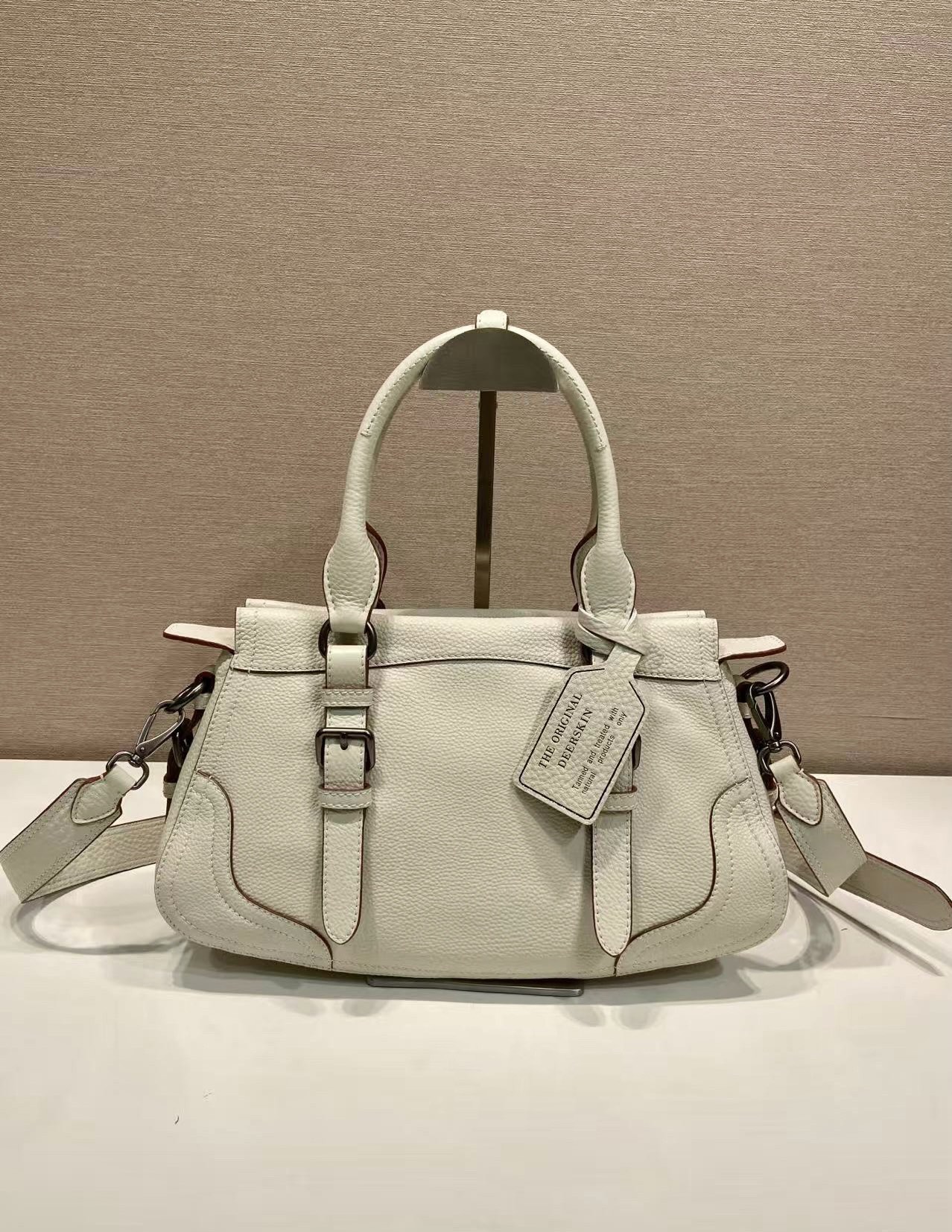 普拉达 PRADA Borsa  手提斜跨 女包  粉笔白 皮革 H0-1BG604_2HIK_F0K74