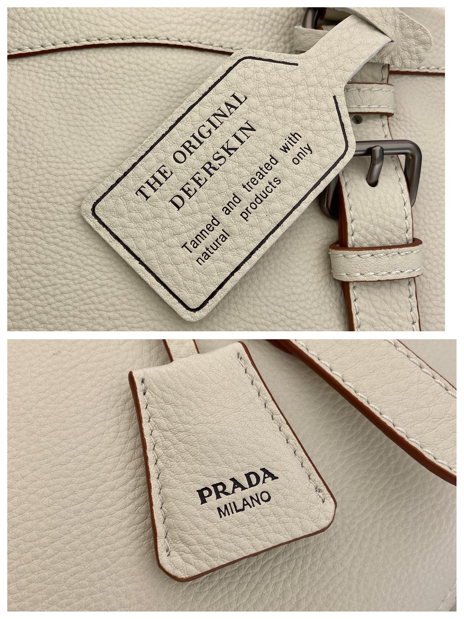 普拉达 PRADA Borsa  手提斜跨 女包  粉笔白 皮革 H0-1BG604_2HIK_F0K74