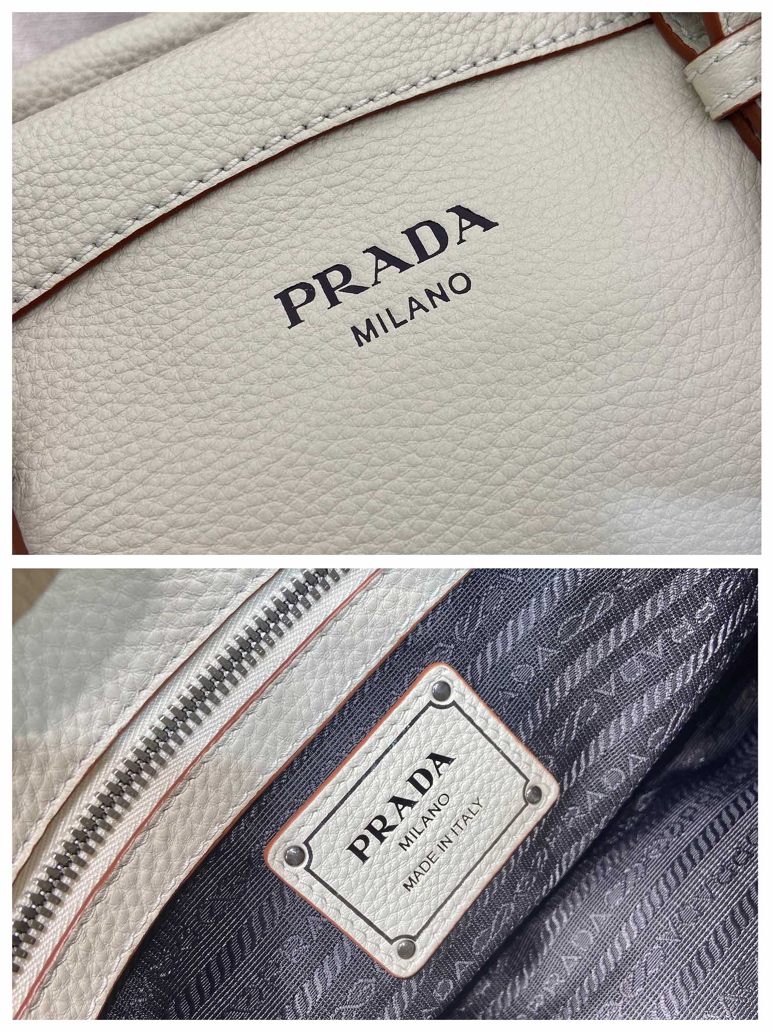 普拉达 PRADA Borsa  手提斜跨 女包  粉笔白 皮革 H0-1BG604_2HIK_F0K74