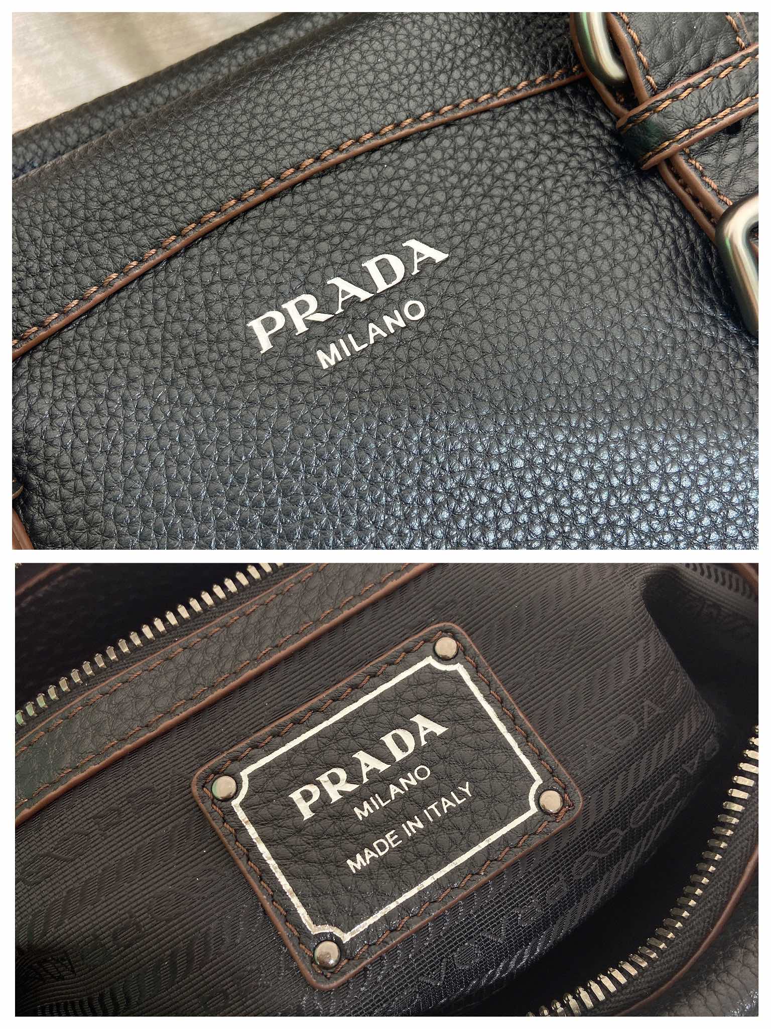 普拉达 PRADA Borsa  手提斜跨 女包  黑色 皮革 H0-1BG604-2HIK-F0002