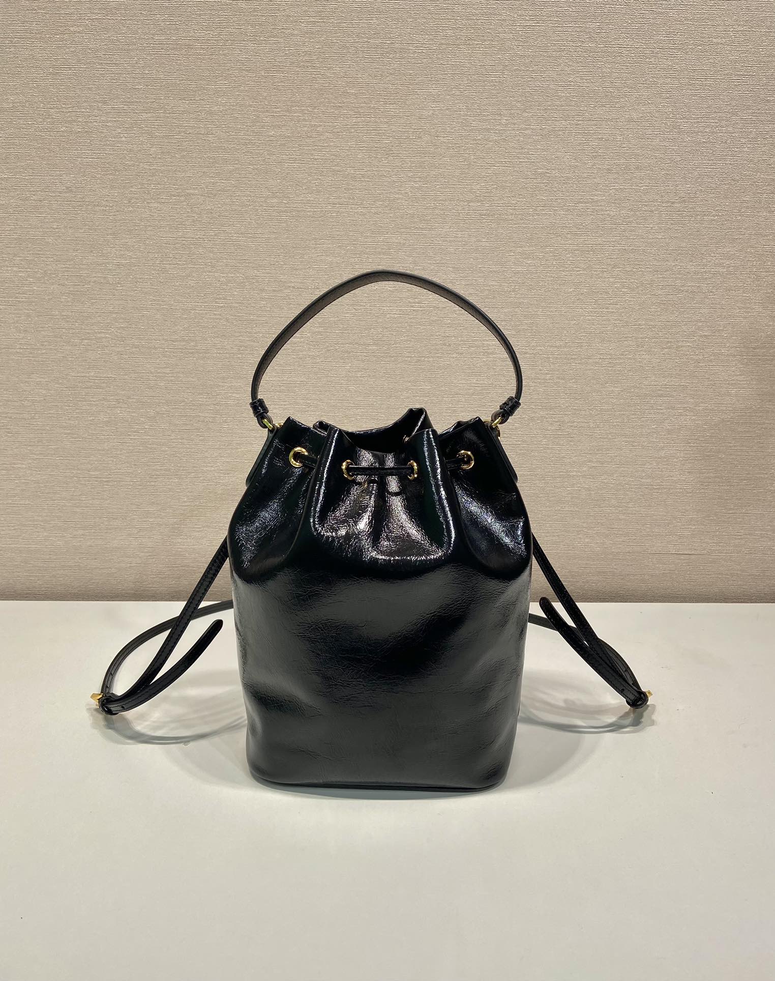 普拉达 PRADA Duet 水桶 手提 斜跨  女包  黑色 皮革 F0-1BH038_2DNT_F0002