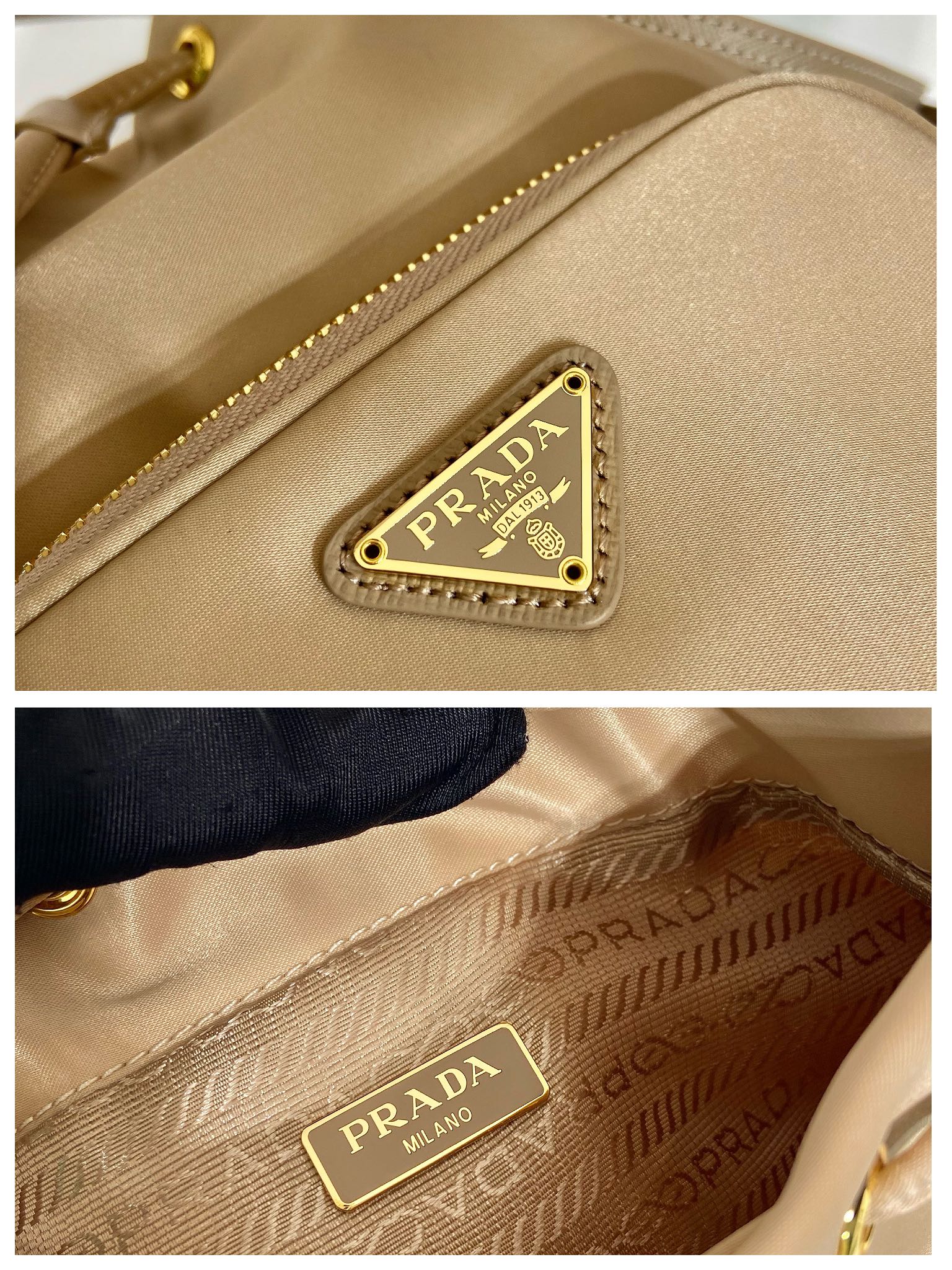 普拉达 PRADA DuetRe-Nylon 水桶 手提 斜跨  女包 棕色 尼龙 F0-1BH038_UOP_RV44_F0040