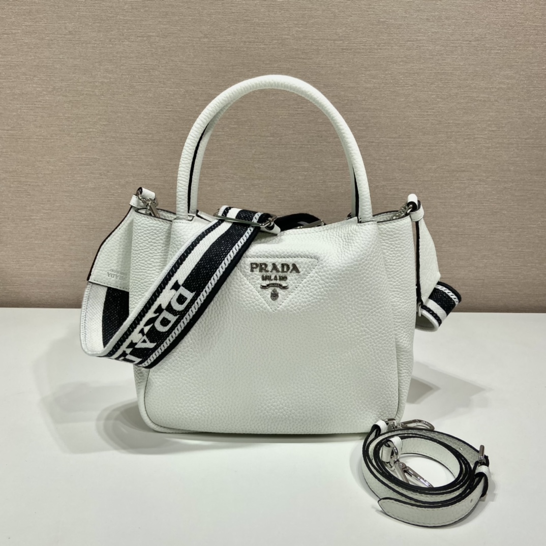 小号 普拉达 PRADA  手提 斜跨  女包 白色 皮质 H0-1BC145_2DKV_F0009
