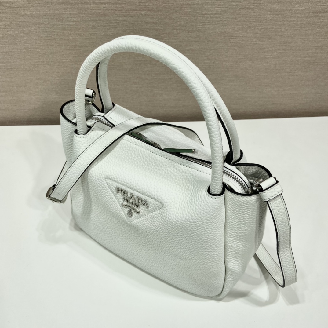 小号 普拉达 PRADA  手提 斜跨  女包 白色 皮质 H0-1BC145_2DKV_F0009
