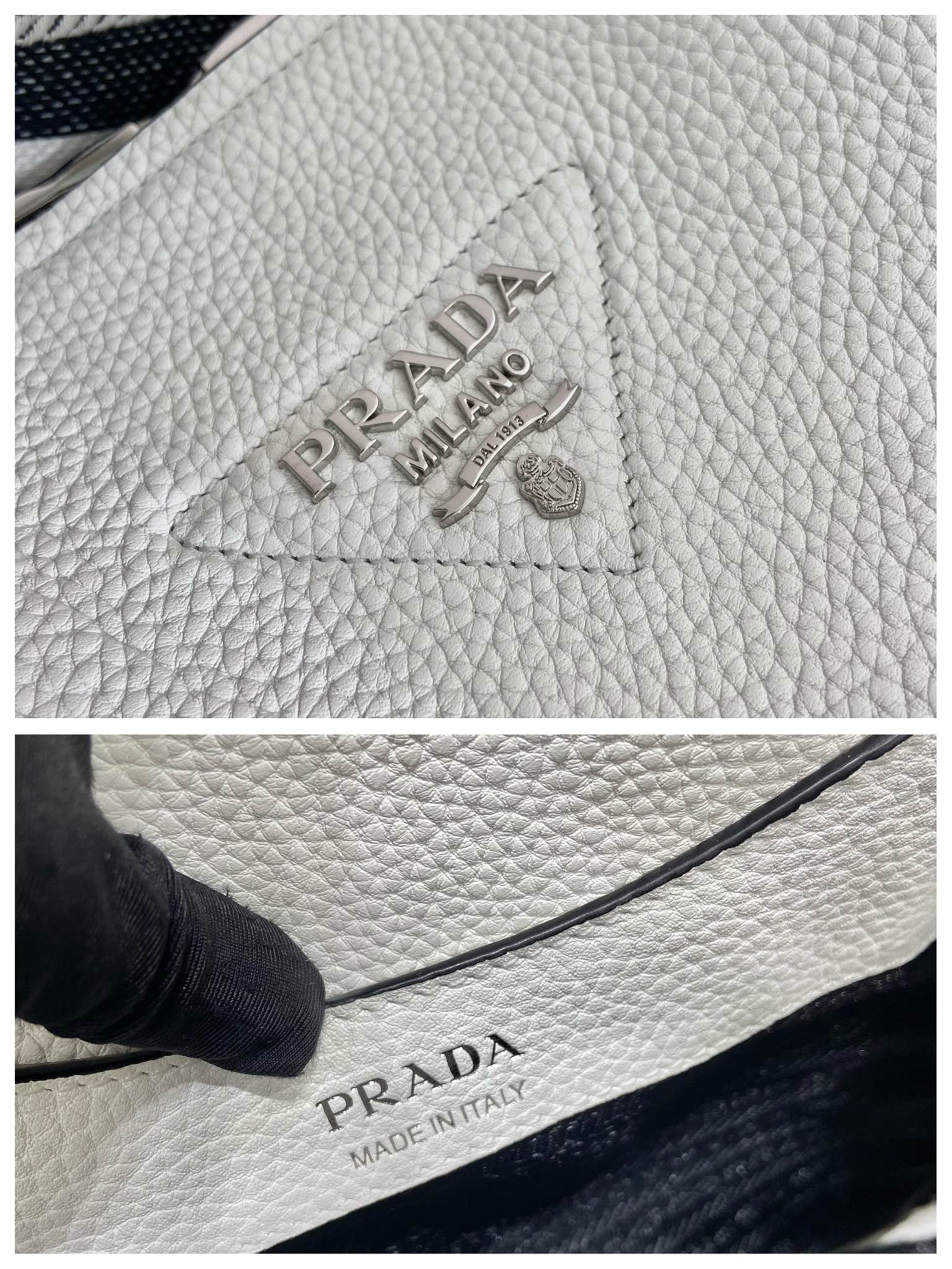 小号 普拉达 PRADA  手提 斜跨  女包 白色 皮质 H0-1BC145_2DKV_F0009
