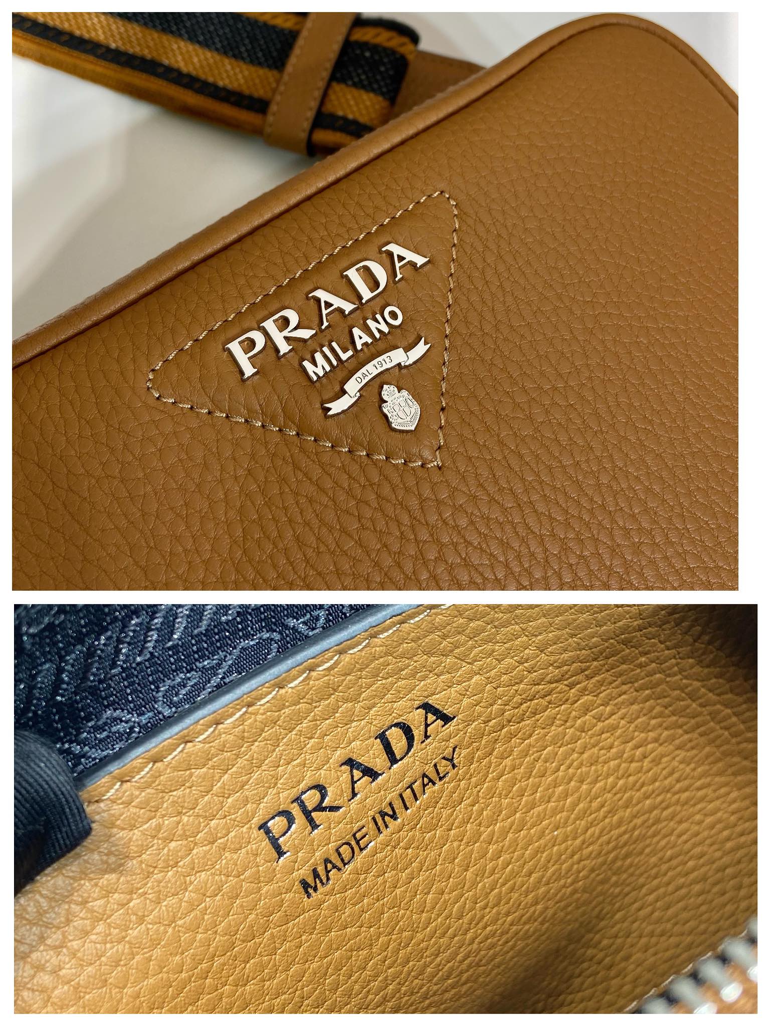 （双肩带-银logo） 普拉达 PRADA   斜跨 女包 焦糖色 皮质 H0-1BH082_2DKV_F03V8_V_7NM
