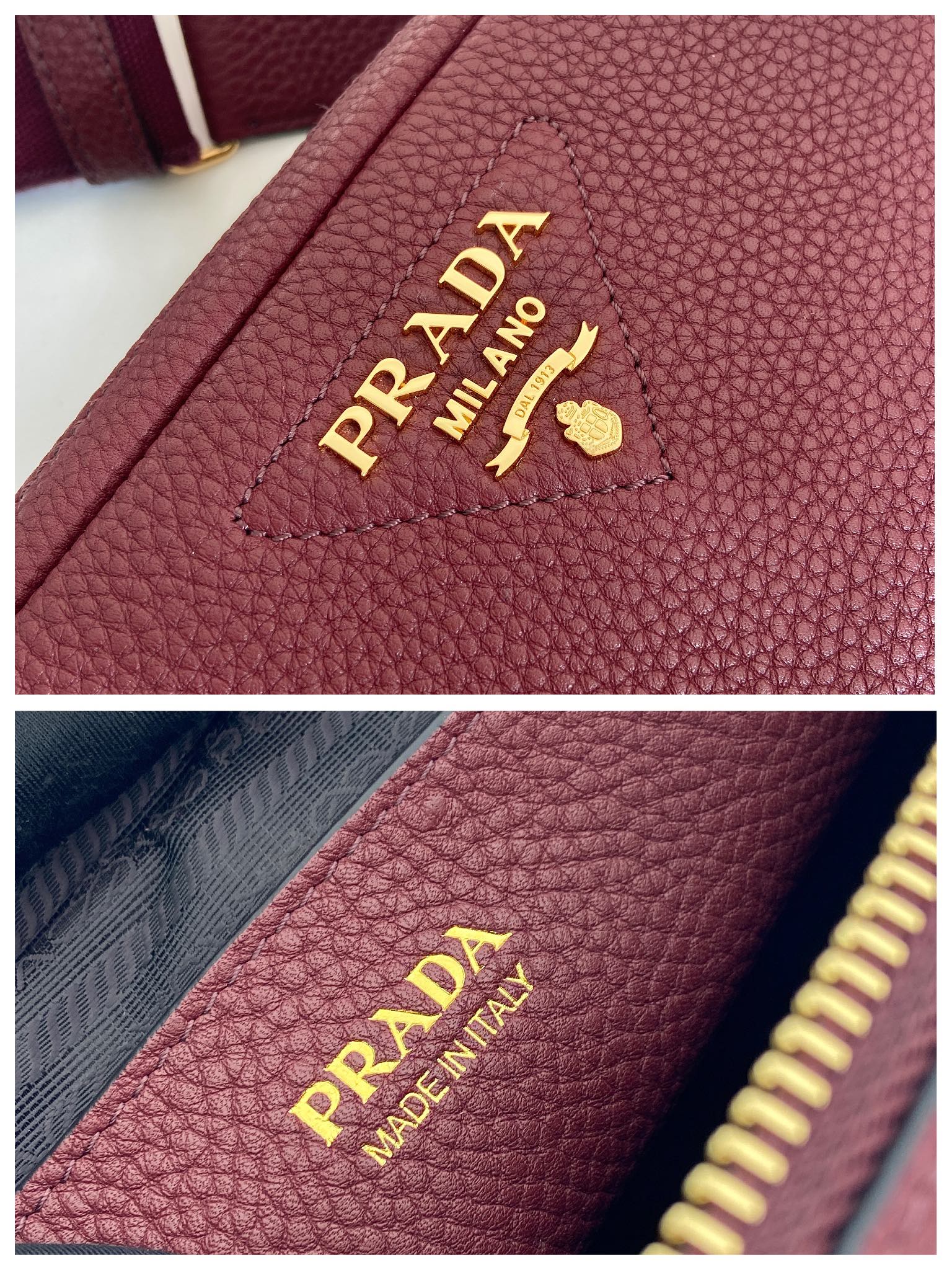 （双肩带-金logo） 普拉达 PRADA  相机 斜跨 女包 红色 皮质 1BH082_2DKV_F04Q5