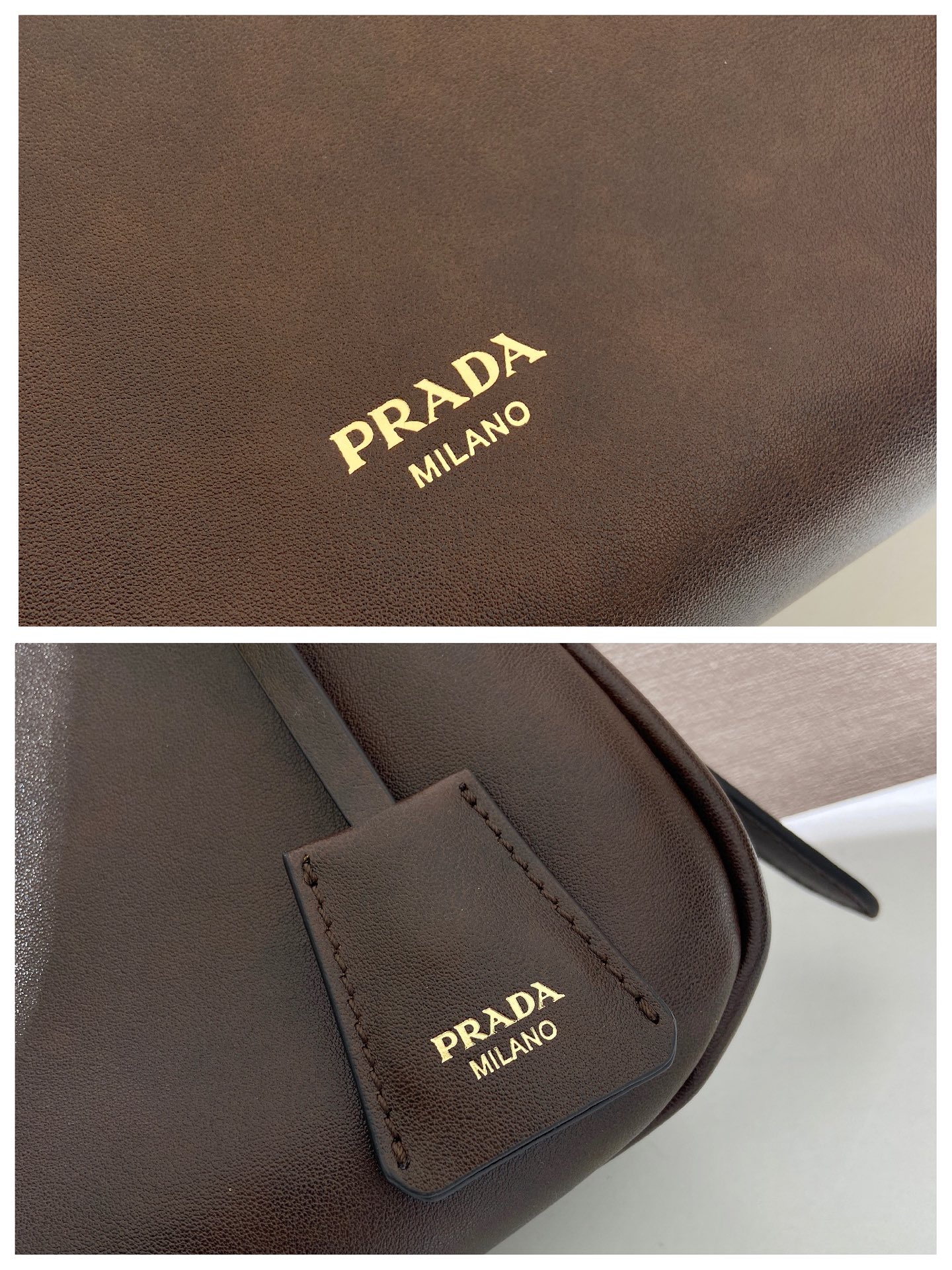普拉达 PRADA  Aimee  单肩 可可棕色 烫金logo  皮质 H0-1BC229_2ZRN_F0324