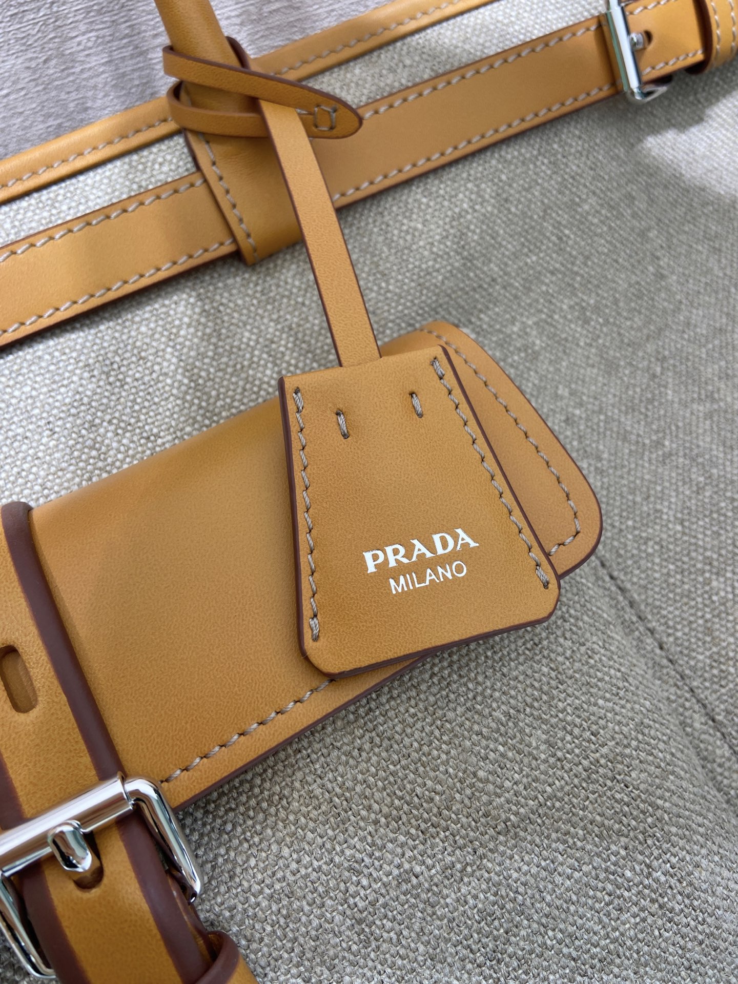 38CM 普拉达 PRADA Bonnie 单肩 斜跨  植物拼皮 棕色  H0-1BA433_P0E_F032T_V_OTM