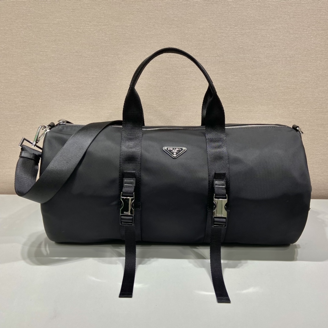 普拉达 PRADA Re-Nylon 旅行包 黑色3白杠尼龙 H0-2VC015_1WQ8_F0002