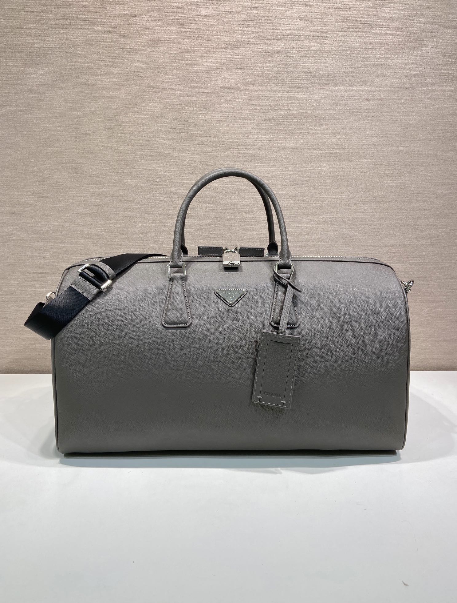 50CM 普拉达 PRADA Saffiano 手提旅行包 灰色 皮质  H0-2VC018_9Z2_F03SG