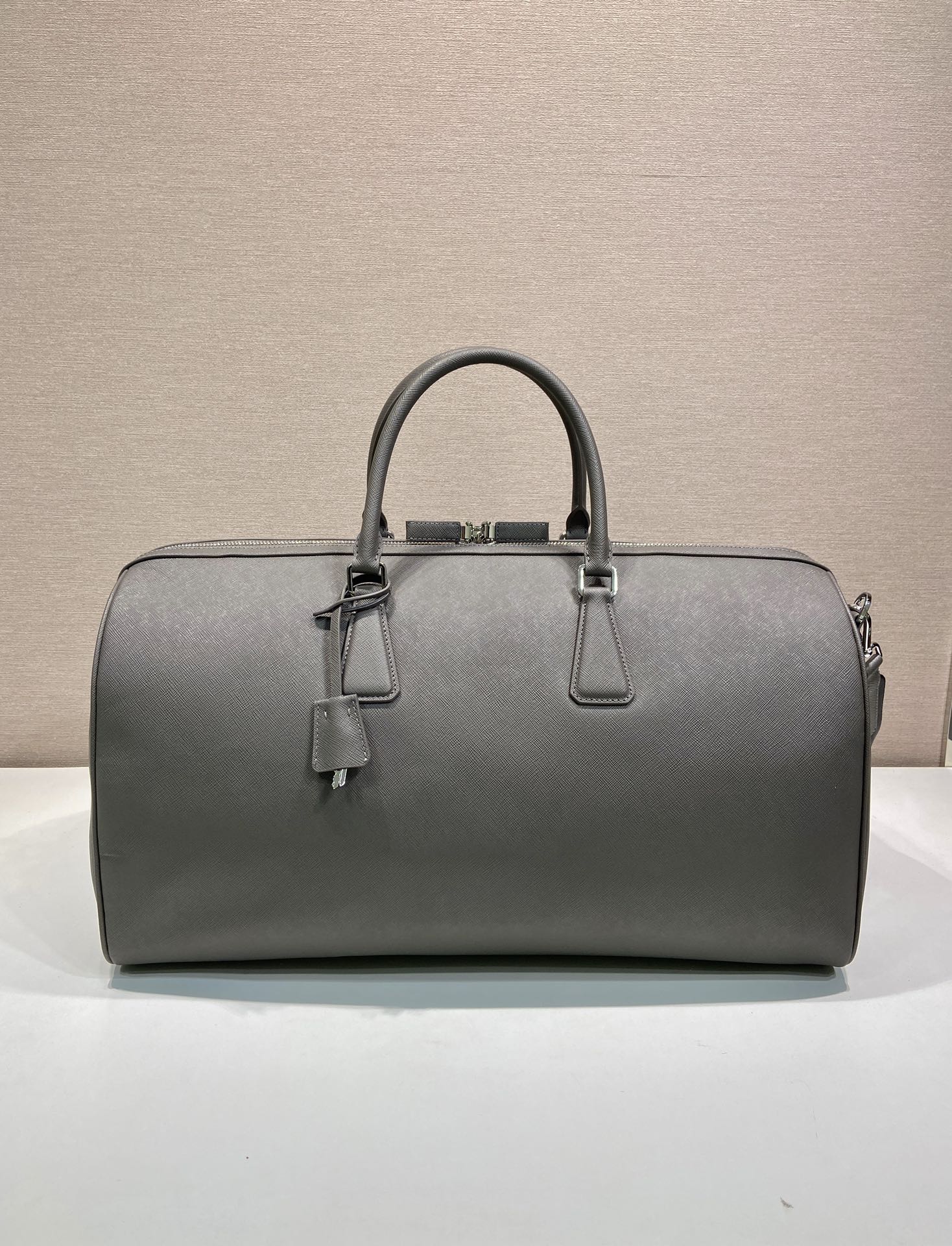 50CM 普拉达 PRADA Saffiano 手提旅行包 灰色 皮质  H0-2VC018_9Z2_F03SG