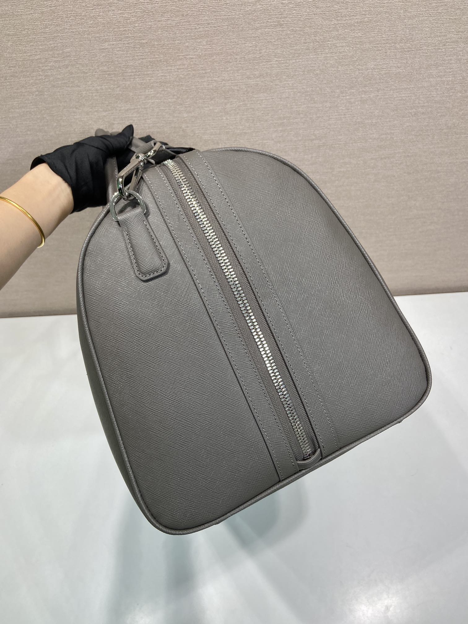 50CM 普拉达 PRADA Saffiano 手提旅行包 灰色 皮质  H0-2VC018_9Z2_F03SG
