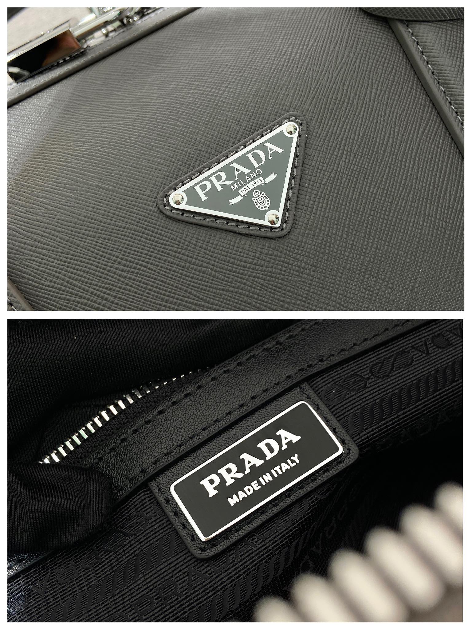 50CM 普拉达 PRADA Saffiano 手提旅行包 灰色 皮质  H0-2VC018_9Z2_F03SG