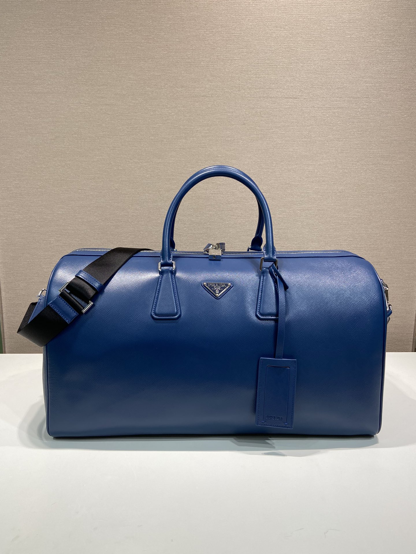 50CM 普拉达 PRADA Saffiano 手提旅行包 蓝色色 皮质  H0-2VC018 