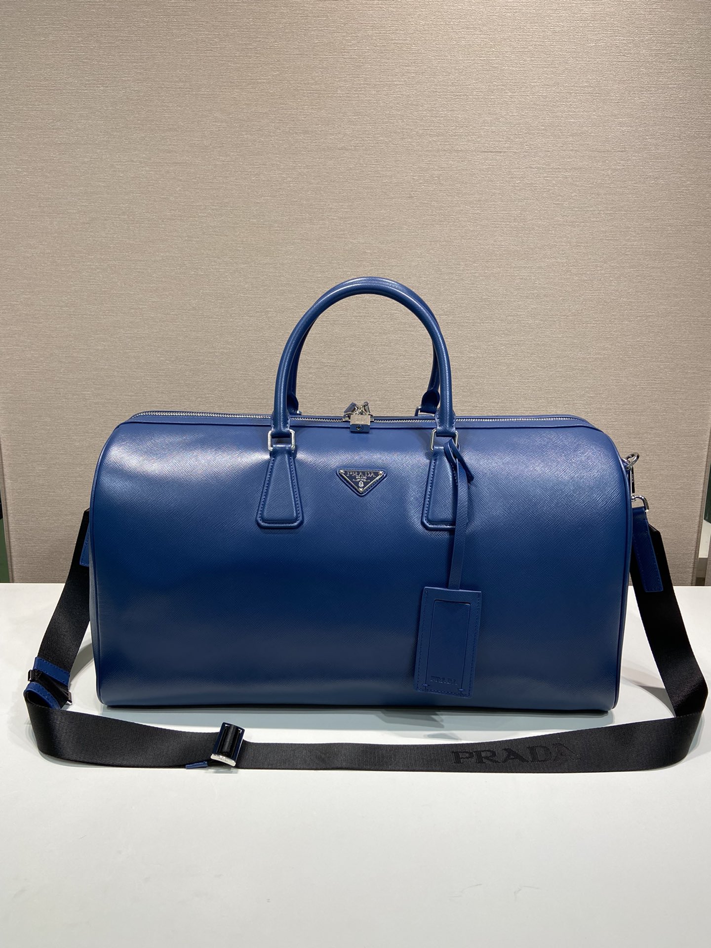 50CM 普拉达 PRADA Saffiano 手提旅行包 蓝色色 皮质  H0-2VC018 