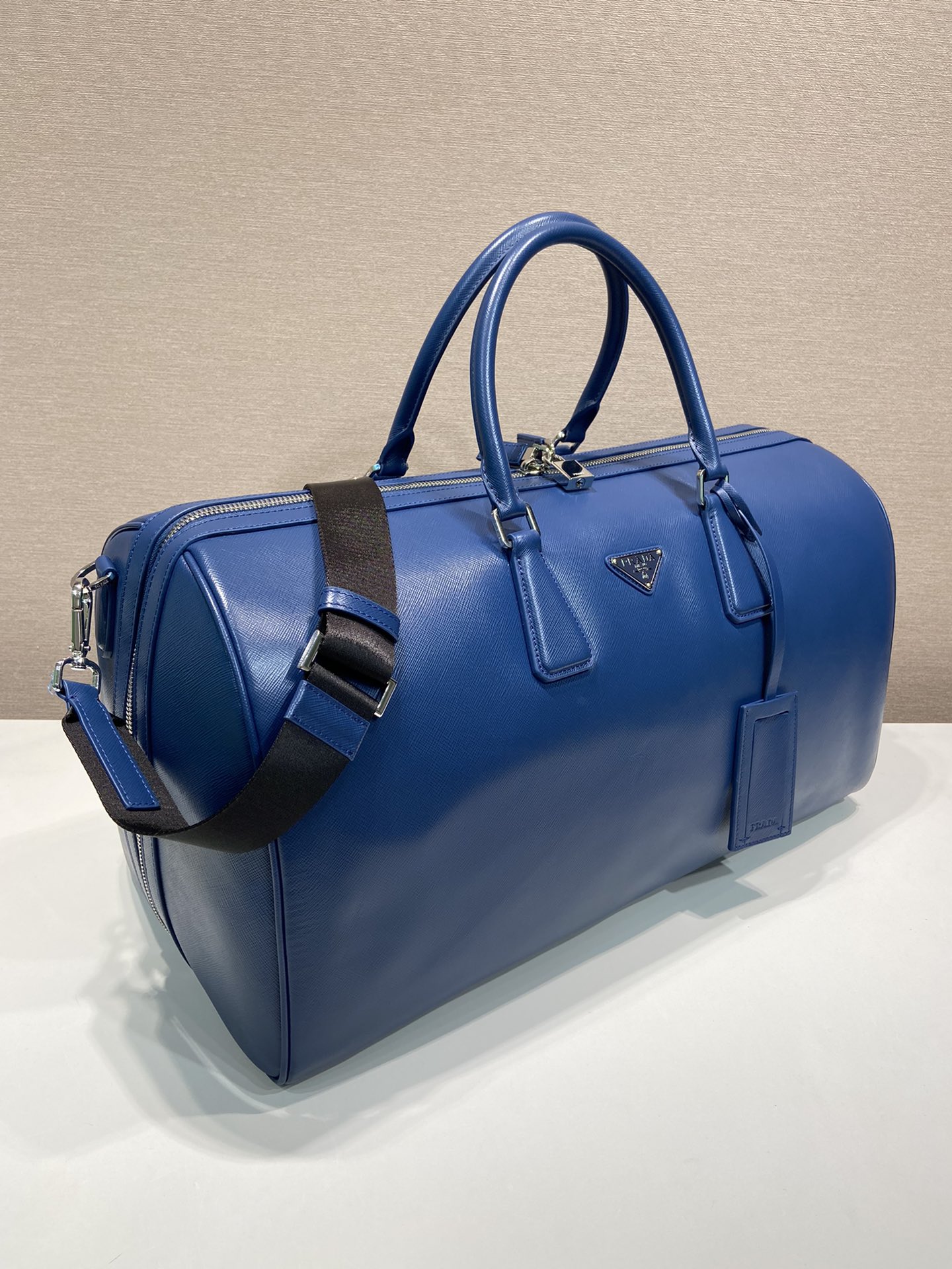 50CM 普拉达 PRADA Saffiano 手提旅行包 蓝色色 皮质  H0-2VC018 