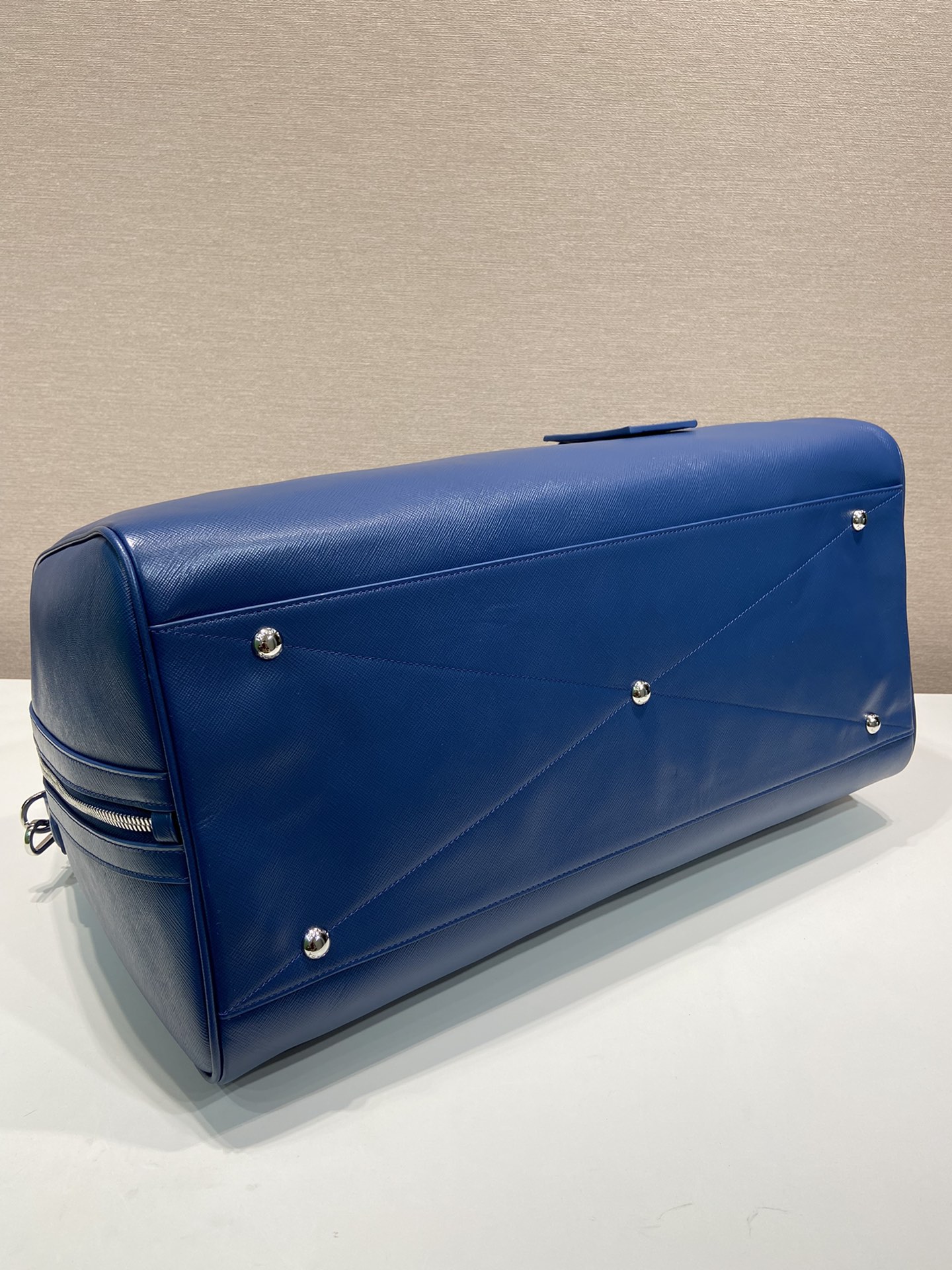 50CM 普拉达 PRADA Saffiano 手提旅行包 蓝色色 皮质  H0-2VC018 