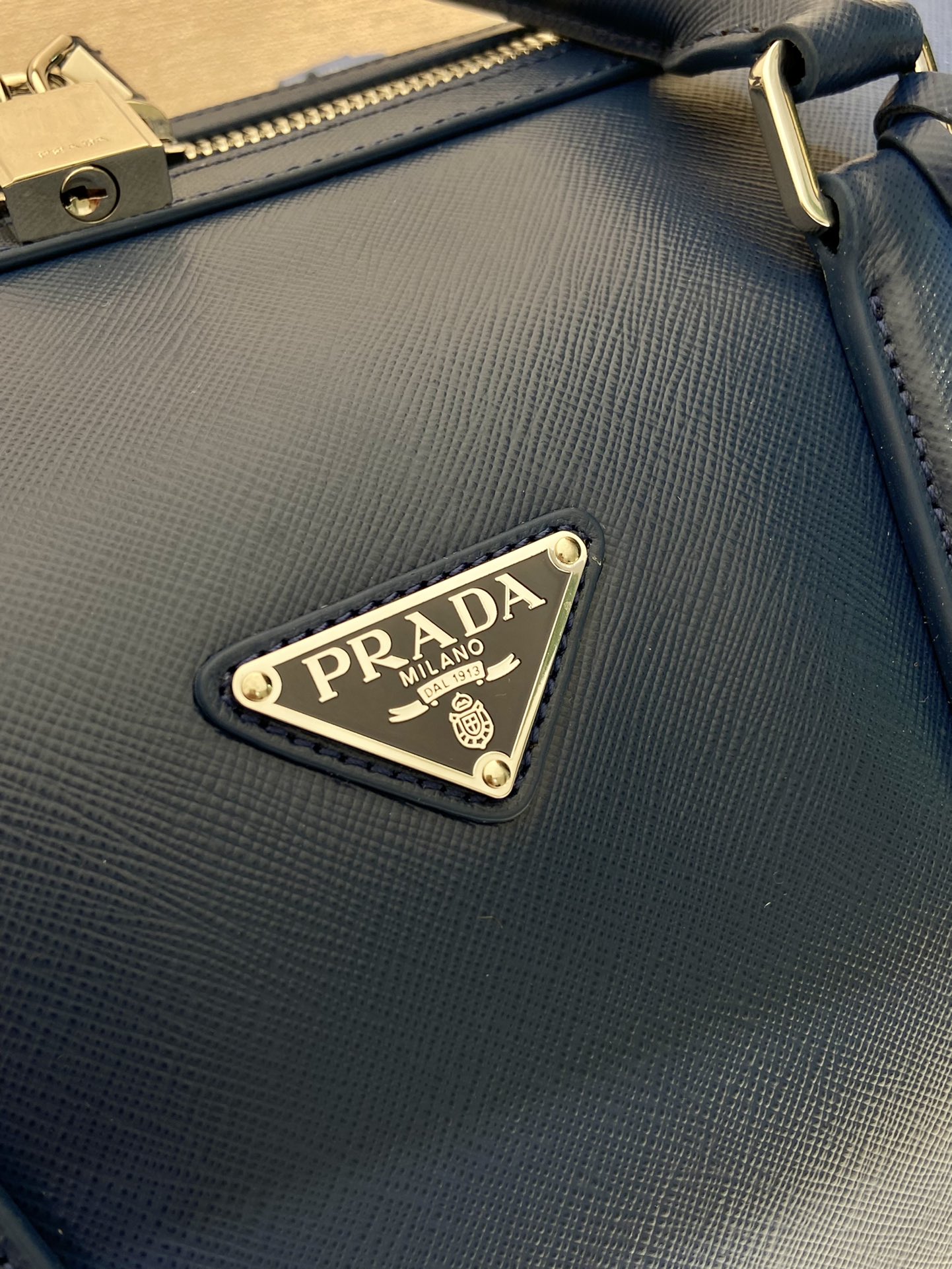 50CM 普拉达 PRADA Saffiano 手提旅行包 蓝色色 皮质  H0-2VC018 