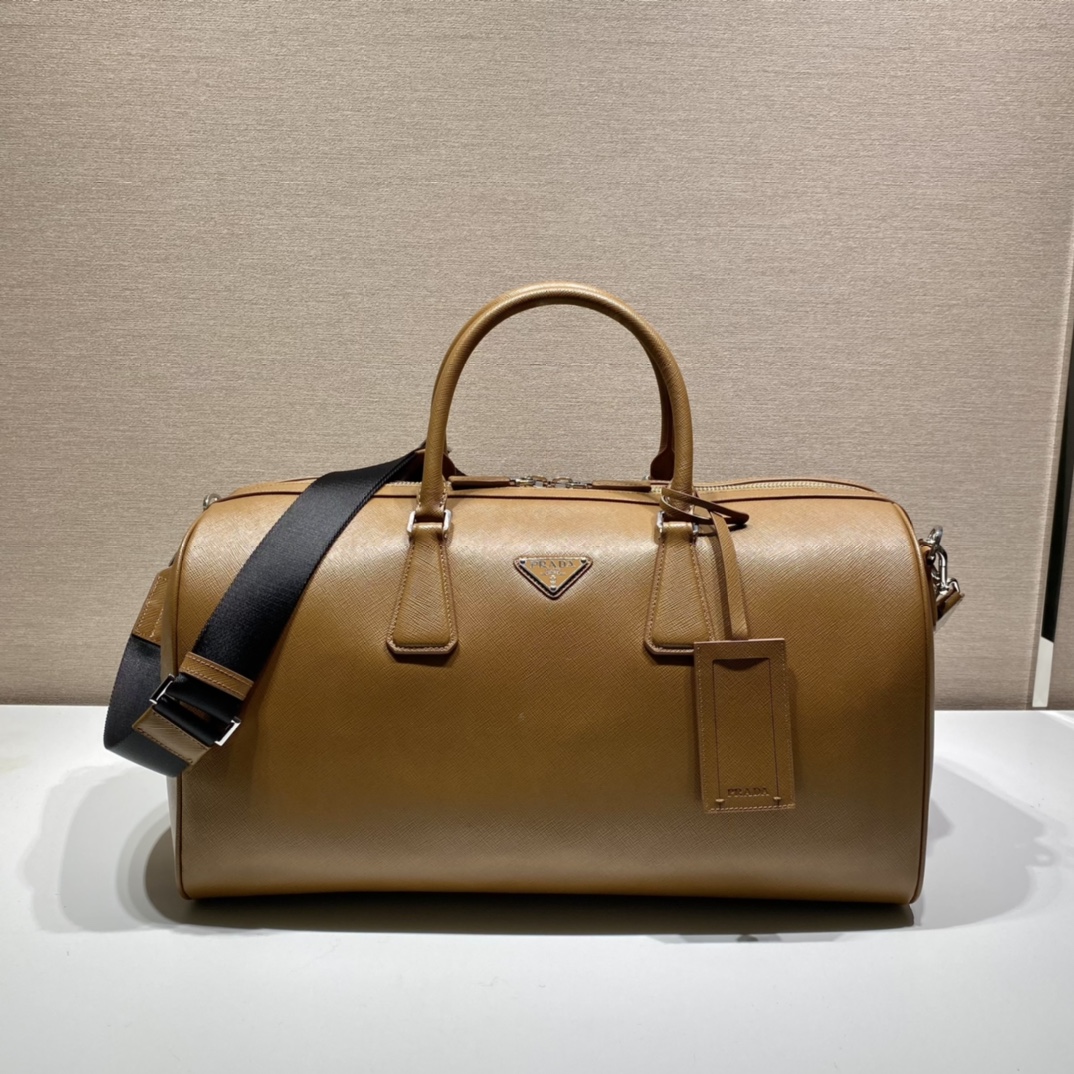 50CM 普拉达 PRADA Saffiano 手提旅行包 肉桂色 皮质  H0-2VC018-9Z2-F0401-V-OOO