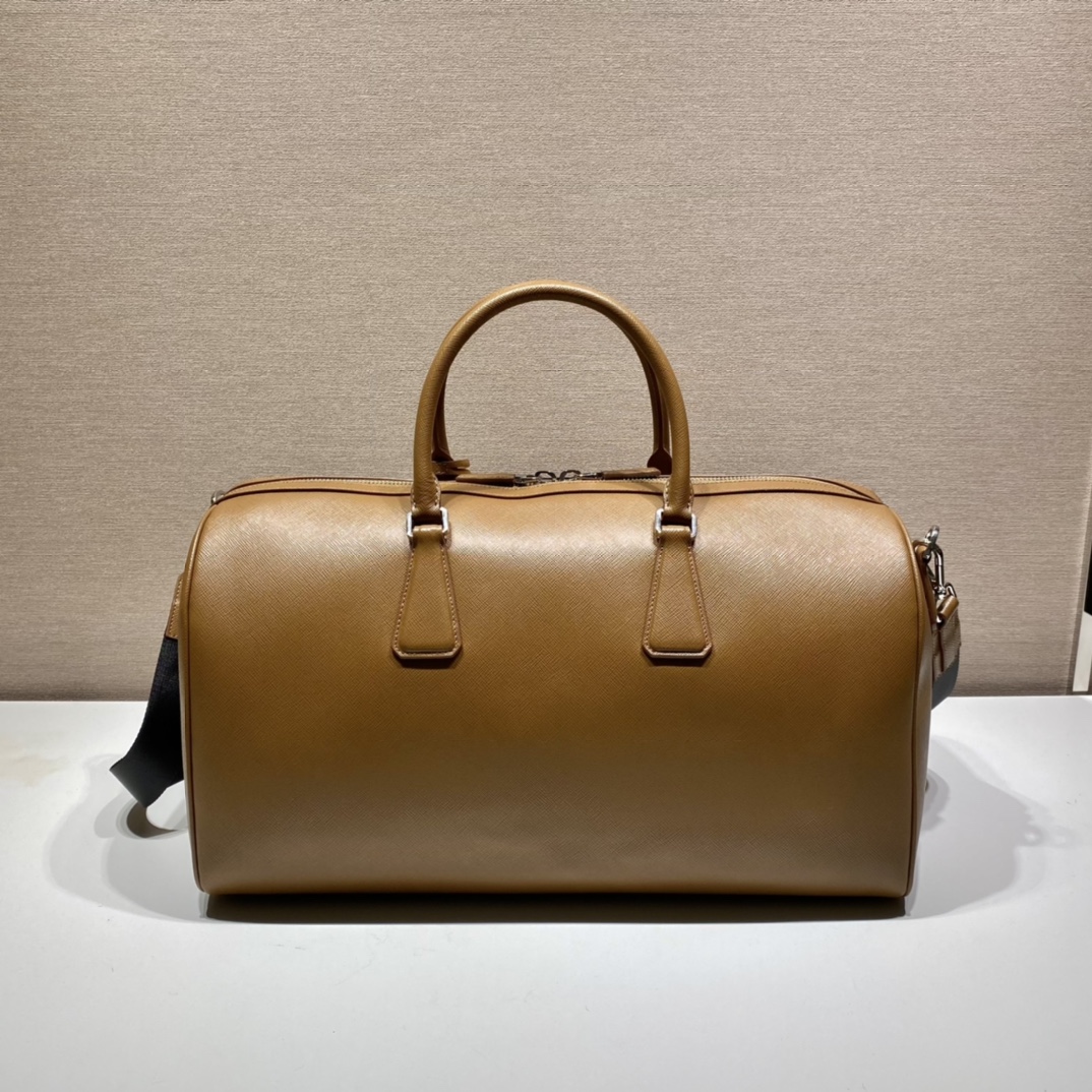 50CM 普拉达 PRADA Saffiano 手提旅行包 肉桂色 皮质  H0-2VC018-9Z2-F0401-V-OOO
