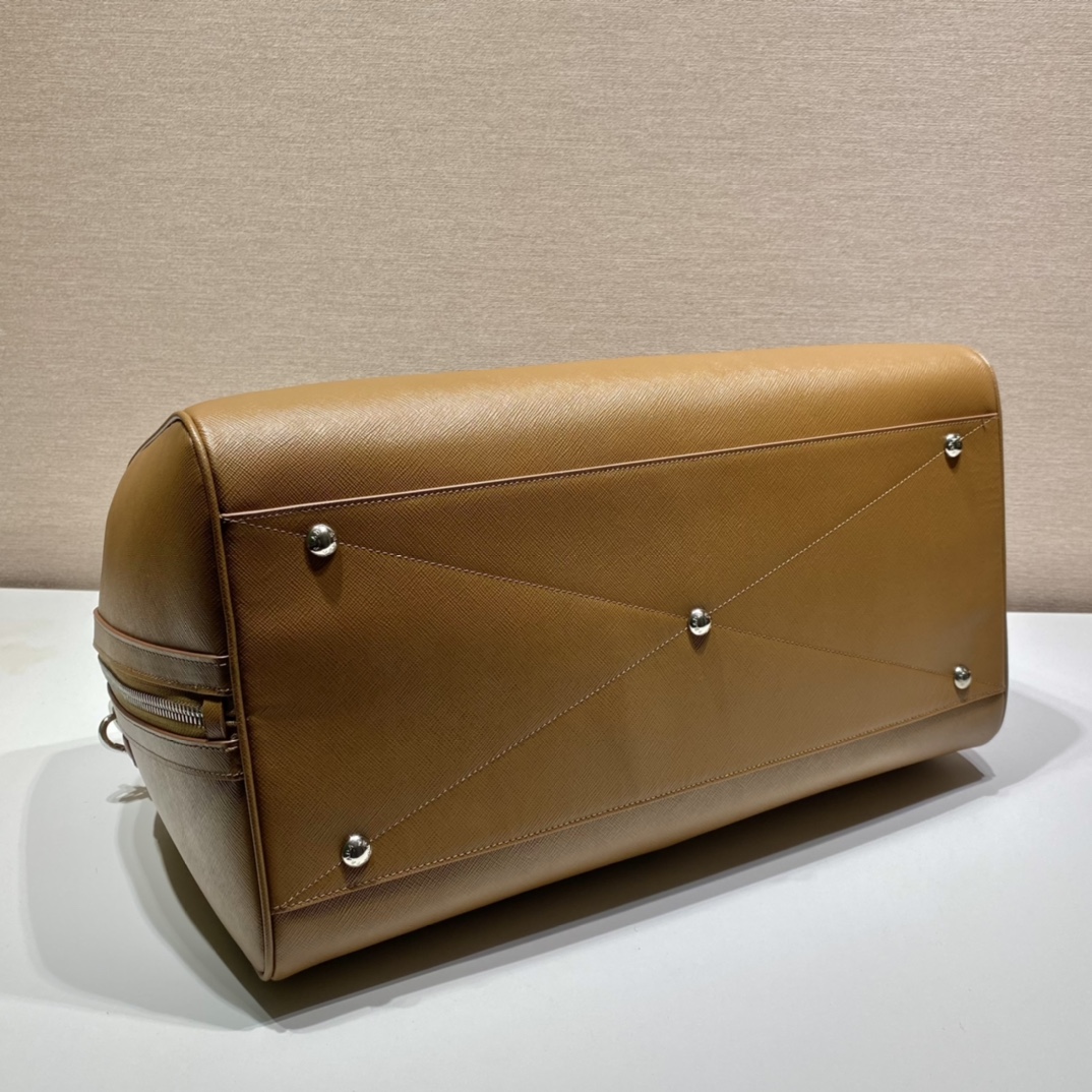 50CM 普拉达 PRADA Saffiano 手提旅行包 肉桂色 皮质  H0-2VC018-9Z2-F0401-V-OOO