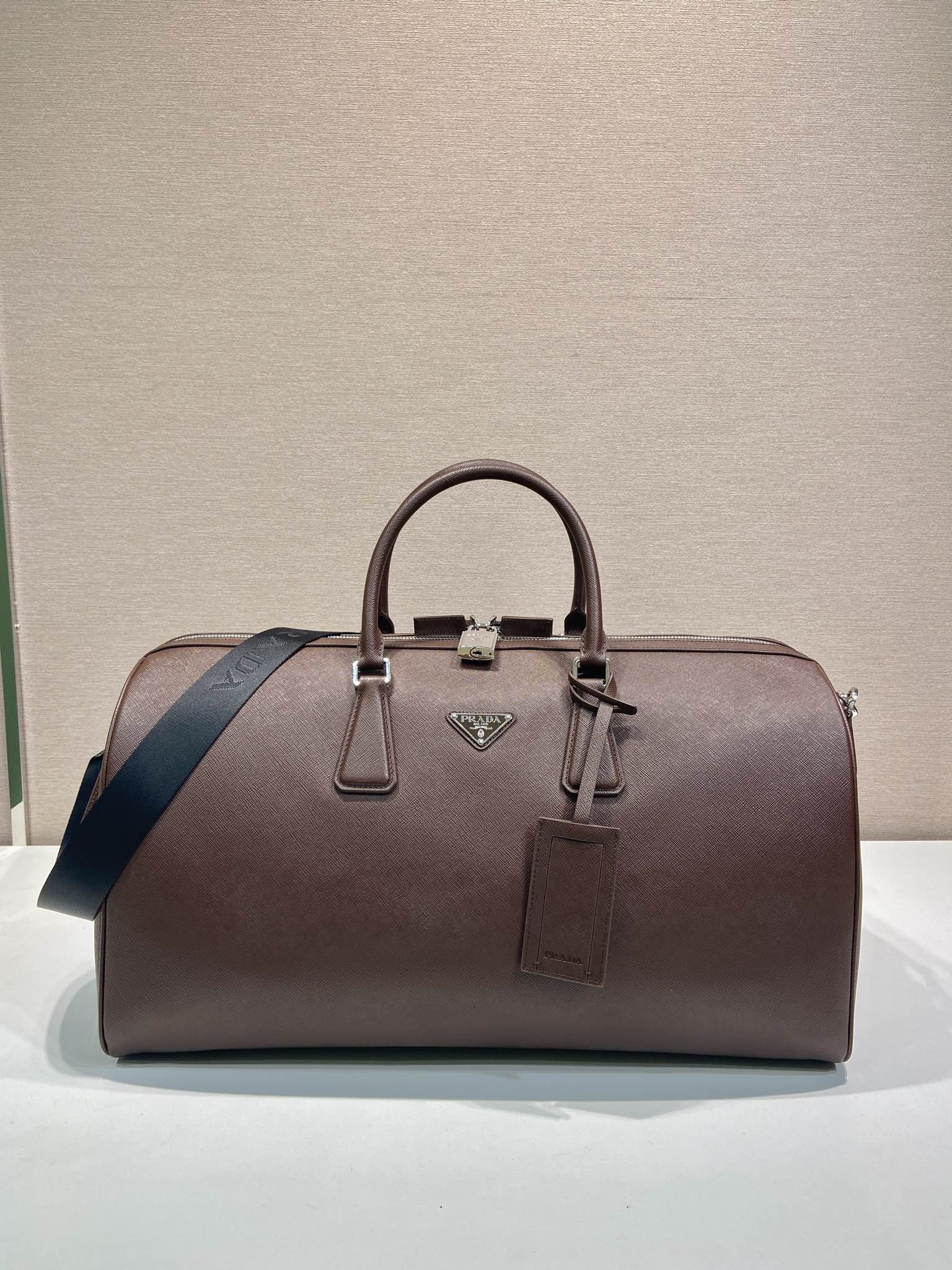 50CM 普拉达 PRADA Saffiano 手提旅行包 酒红色 皮质  H0-2VC018-9Z2F-0LV7