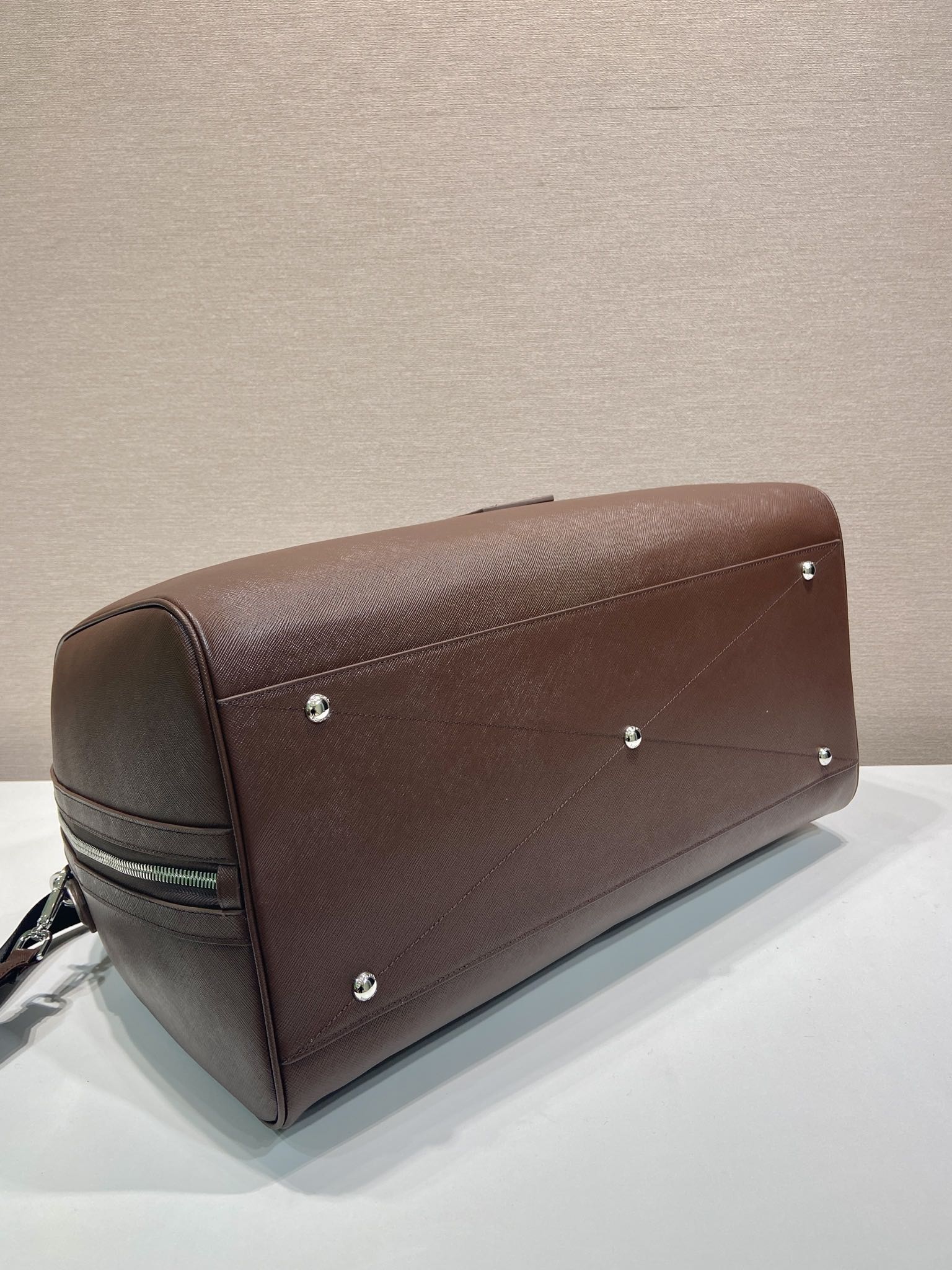 50CM 普拉达 PRADA Saffiano 手提旅行包 酒红色 皮质  H0-2VC018-9Z2F-0LV7