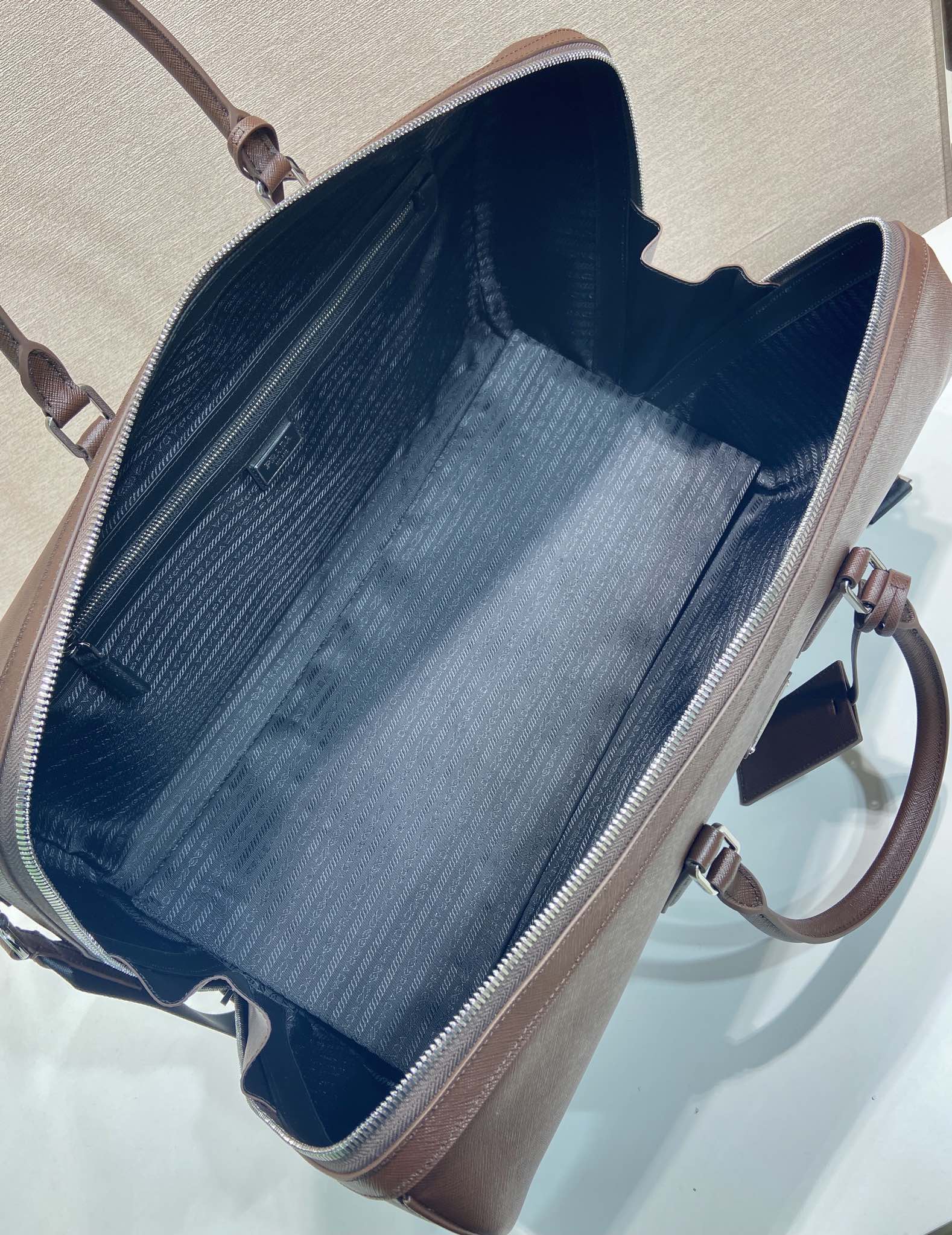 50CM 普拉达 PRADA Saffiano 手提旅行包 酒红色 皮质  H0-2VC018-9Z2F-0LV7