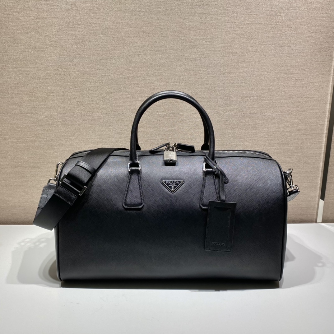 50CM 普拉达 PRADA Saffiano 手提旅行包 黑色 皮质  H0-2VC034_9Z2_F0002_V_OOO