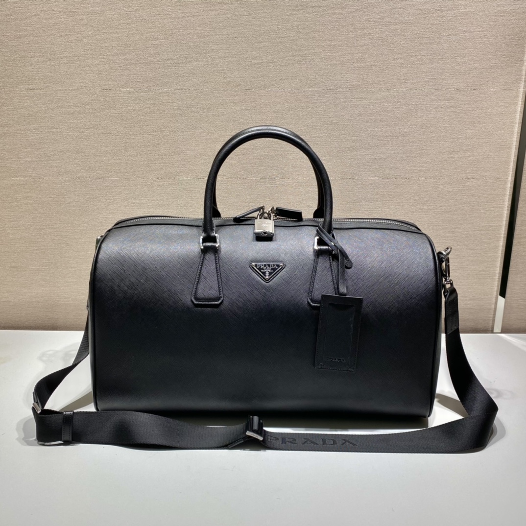 50CM 普拉达 PRADA Saffiano 手提旅行包 黑色 皮质  H0-2VC034_9Z2_F0002_V_OOO