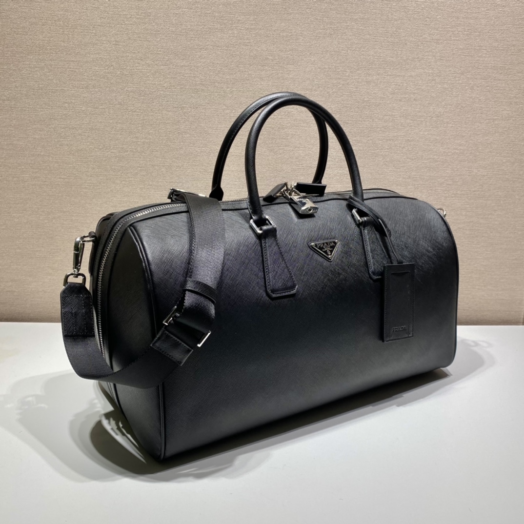 50CM 普拉达 PRADA Saffiano 手提旅行包 黑色 皮质  H0-2VC034_9Z2_F0002_V_OOO